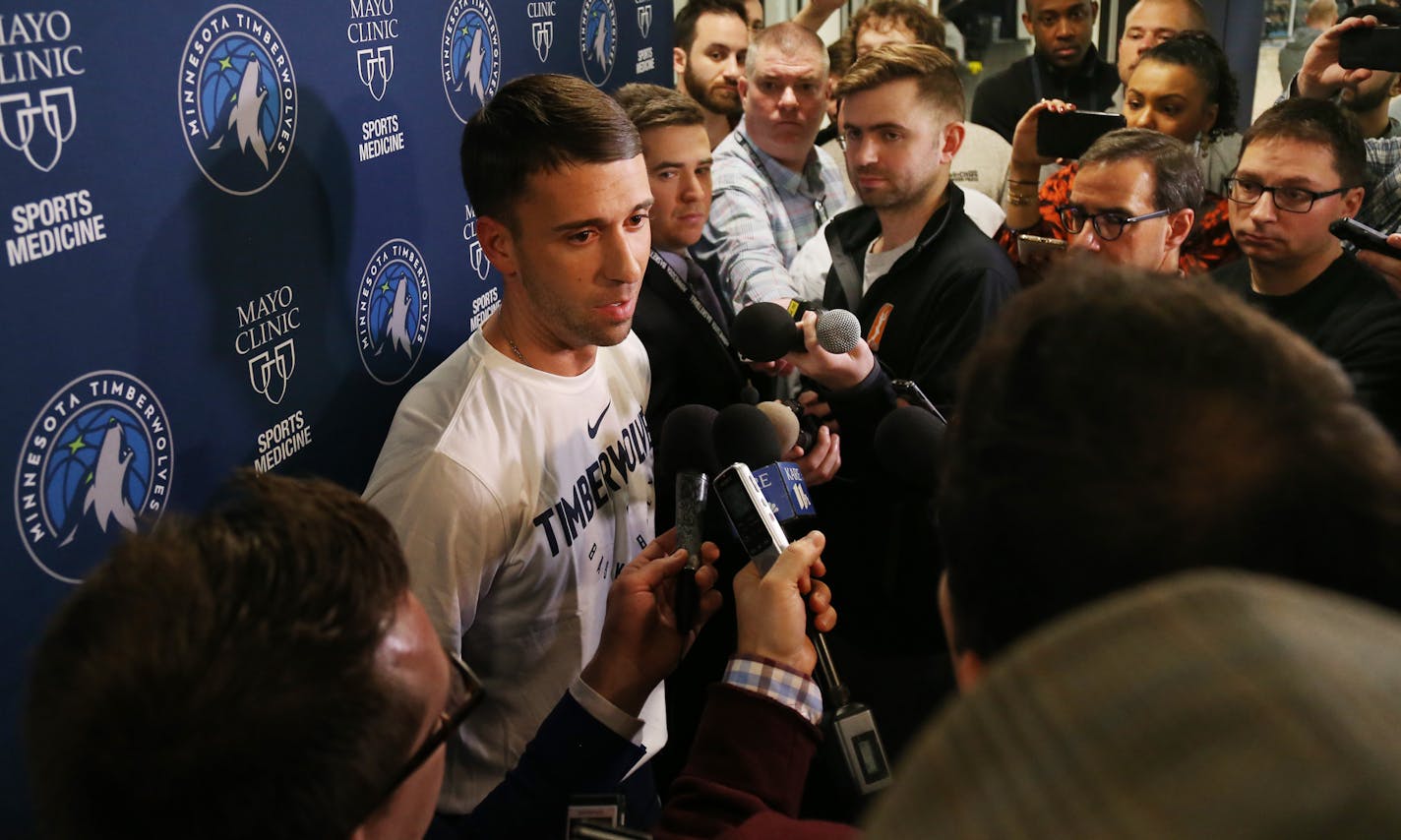 Ryan Saunders was named as interim head coach after Tom Thibodeau was fired he spoke to media at Mayo Clinic Square Monday January 7, 2019 in Minneapolis,MN.] Jerry Holt &#x2022; Jerry.holt@startribune.com