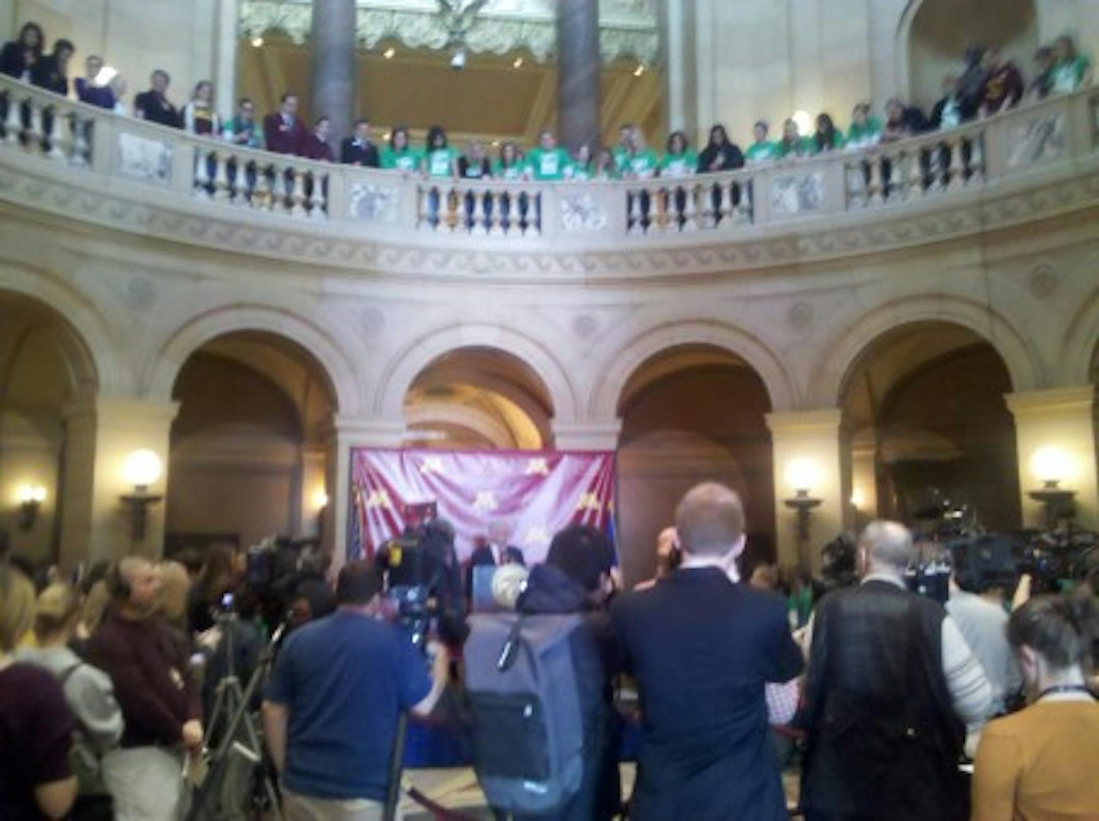 Gov. Dayton spoke at today's rally, held in the Capitol rotunda
