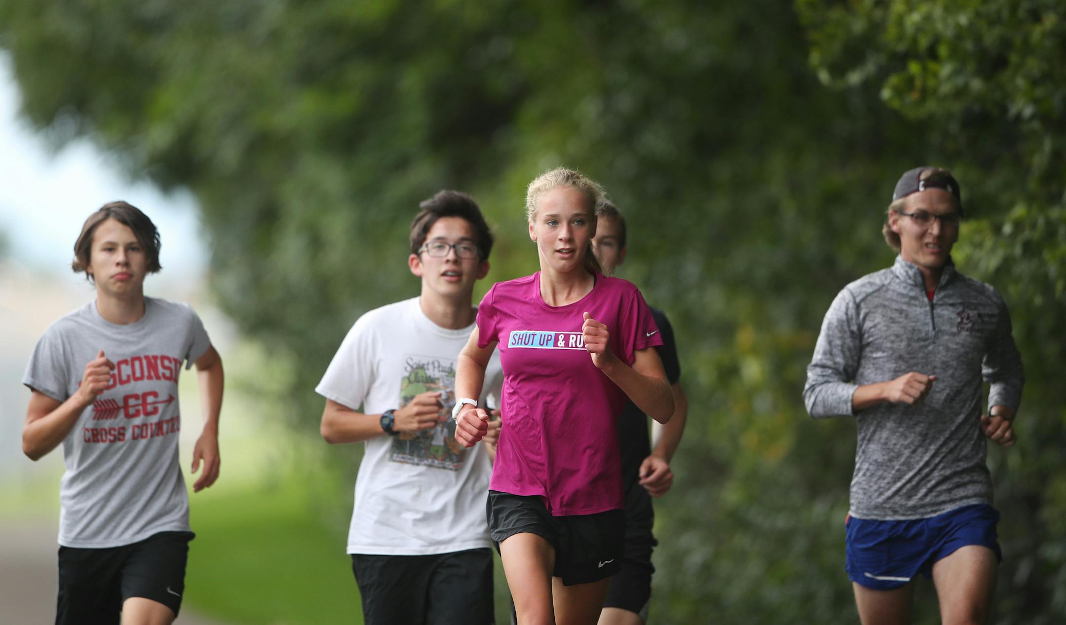Tierney Wolfgram a cross-country running at Math & Science Academy worked out with teammates September 5,2017 in Woodbury, MN. ] JERRY HOLT ï jerry.holt@startribune.com
