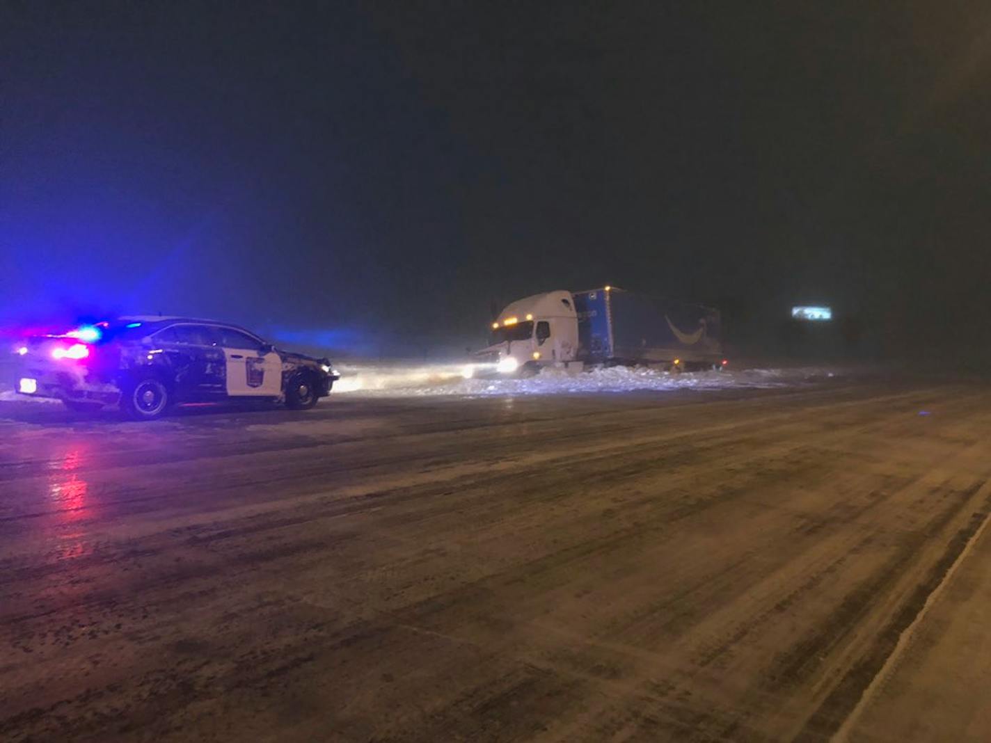 State troopers stayed busy Sunday responding to crashes and spinouts, including this one on Interstate 94 east of Moorhead, Minn.