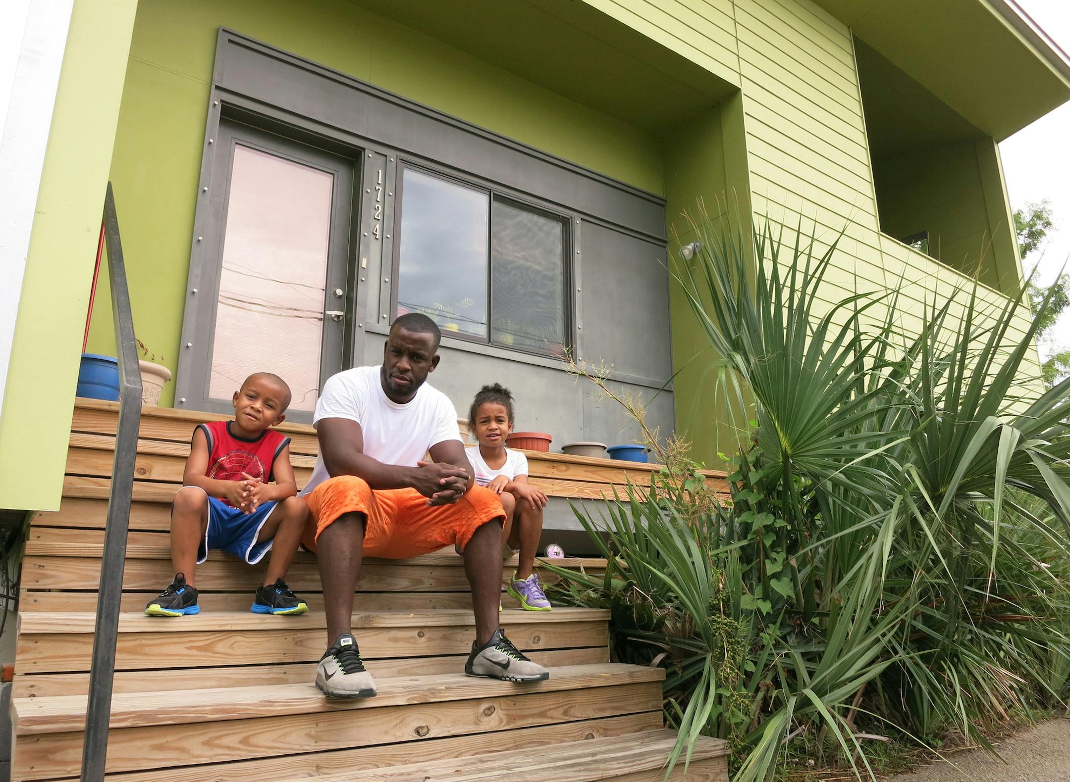 Musician K. Gates, photographed on July 15, 2015, is also known as "The Wave," and still otherwise known as Kwame Nantambu, a Muslim with three kids (one not pictured) and fourth coming. He wants to leave the Lower Ninth Ward and move to Miami. (Kevin Spear/Orlando Sentinel/TNS)