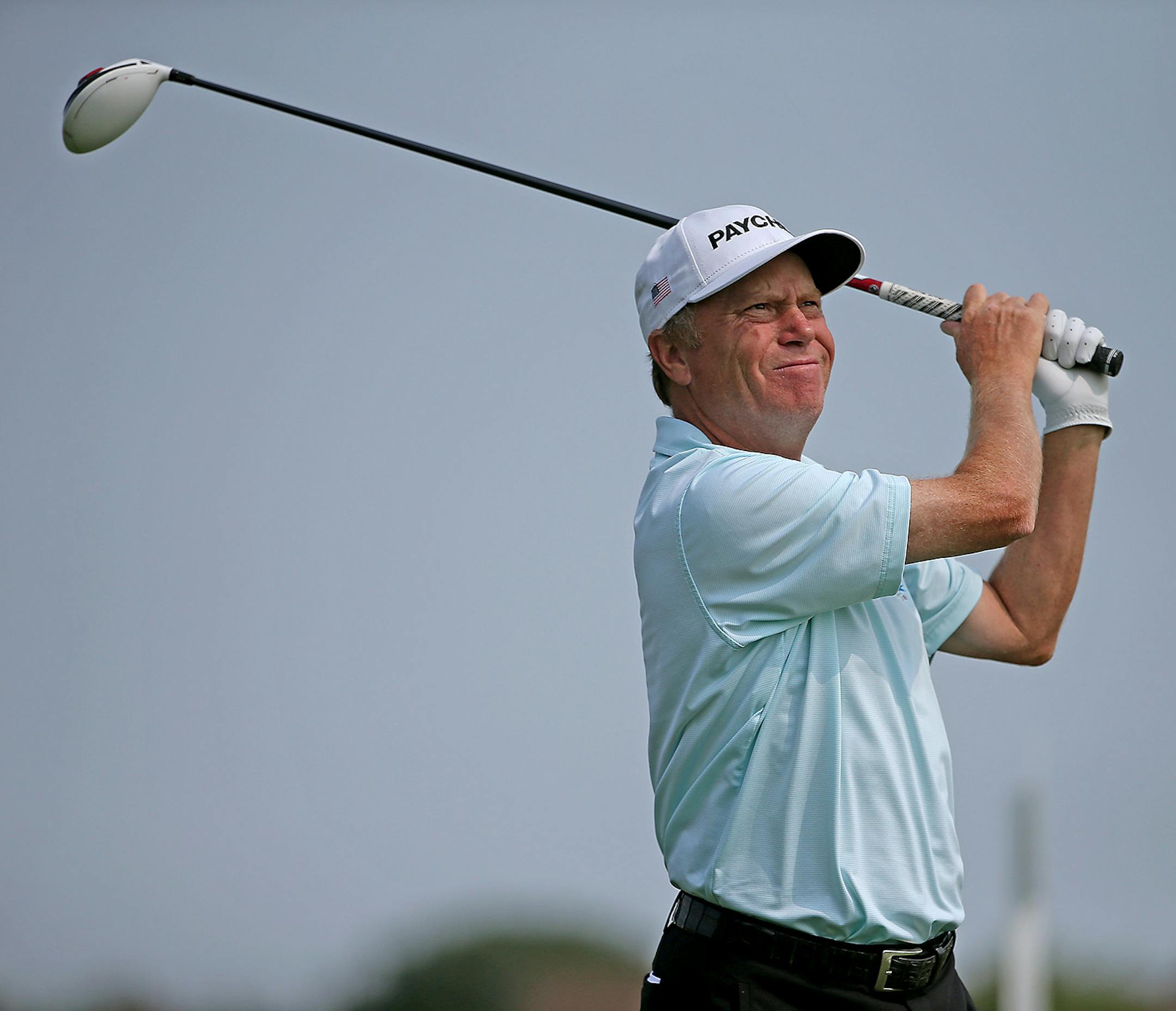 Jeff Sluman teed from the 8th tee during the Insight Pro-Am at the Tournament Players Club, Thursday, July 31, 2014 in Blaine, MN. ] (ELIZABETH FLORES/STAR TRIBUNE) ELIZABETH FLORES • eflores@startribune.com