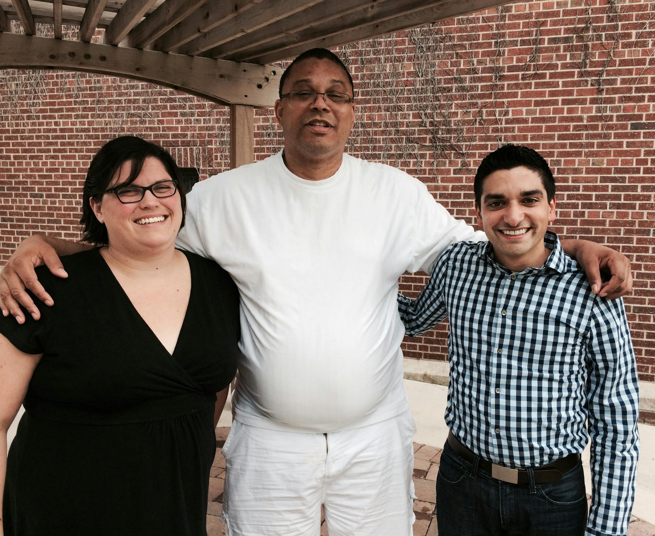 Meghan Olsen Biebighauser, interim director of Exodus Lending; refinanced payday loan borrower Tyren McGruder; and Adam Rao, founding director of Exodus Lending and an MBA student at the University of Minnesota.