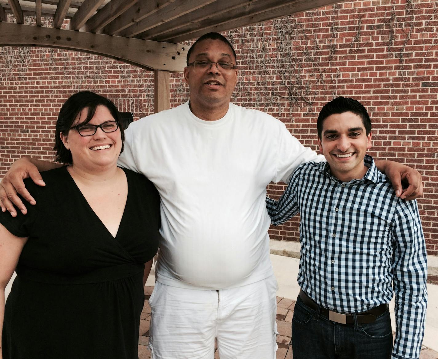 Meghan Olsen Biebighauser, interim director of Exodus Lending; refinanced payday loan borrower Tyren McGruder; and Adam Rao, founding director of Exodus Lending and an MBA student at the University of Minnesota.