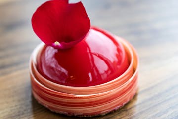 The "Rose Street," a vanilla-white chocolate cake with raspberry and hazelnut crunch, from Rose Street Patisserie.