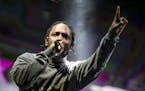 FILE - In this Aug. 27, 2016 file photo, Kendrick Lamar performs at FYF Fest in Los Angeles. Lamar&#xed;s third official studio album, "DAMN." has sol