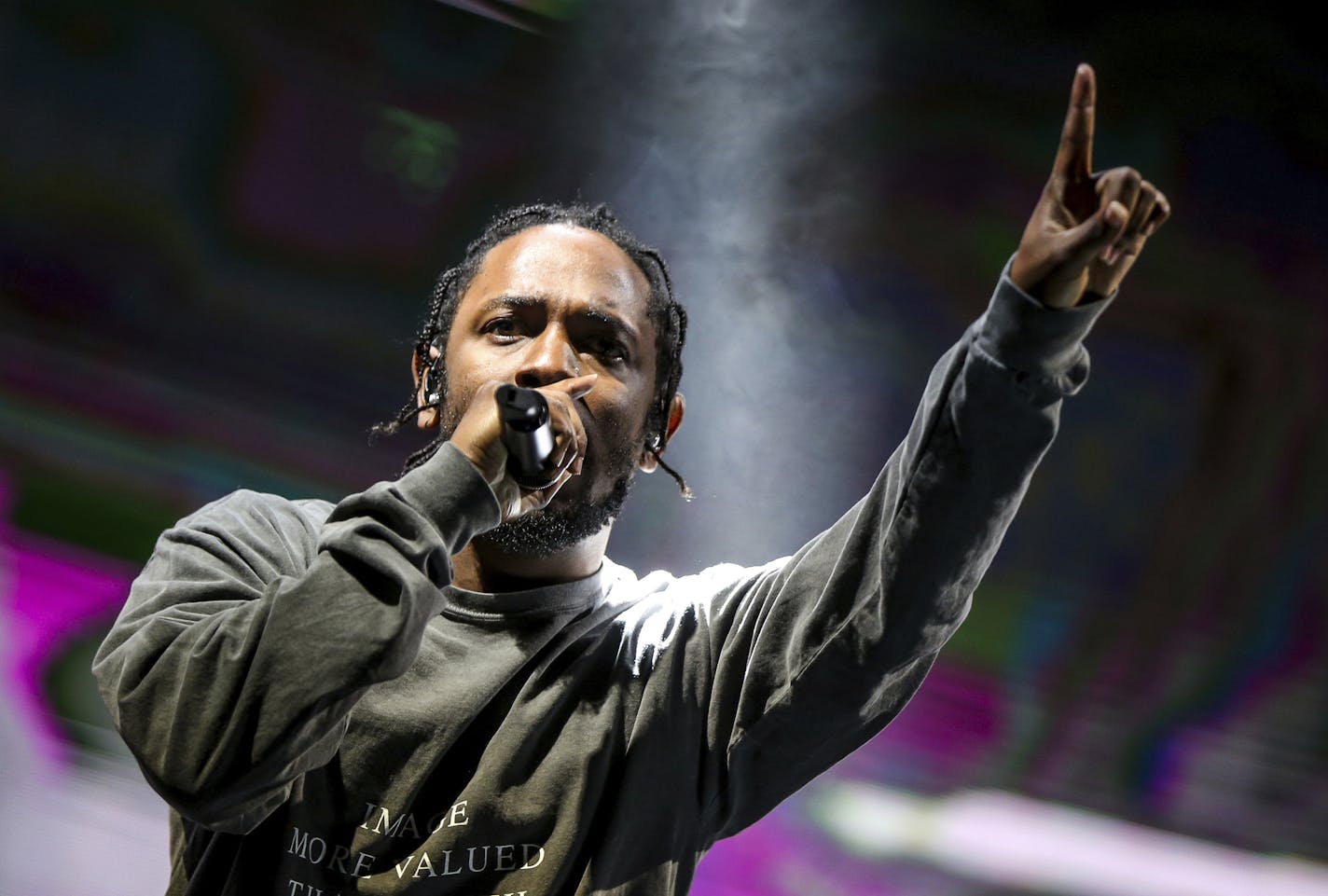 FILE - In this Aug. 27, 2016 file photo, Kendrick Lamar performs at FYF Fest in Los Angeles. Lamar&#xed;s third official studio album, "DAMN." has sold over 1 million albums in just three weeks, and has spent all three weeks at No. 1 on Billboard&#xed;s 200 albums chart. (Photo by Rich Fury/Invision/AP, File)