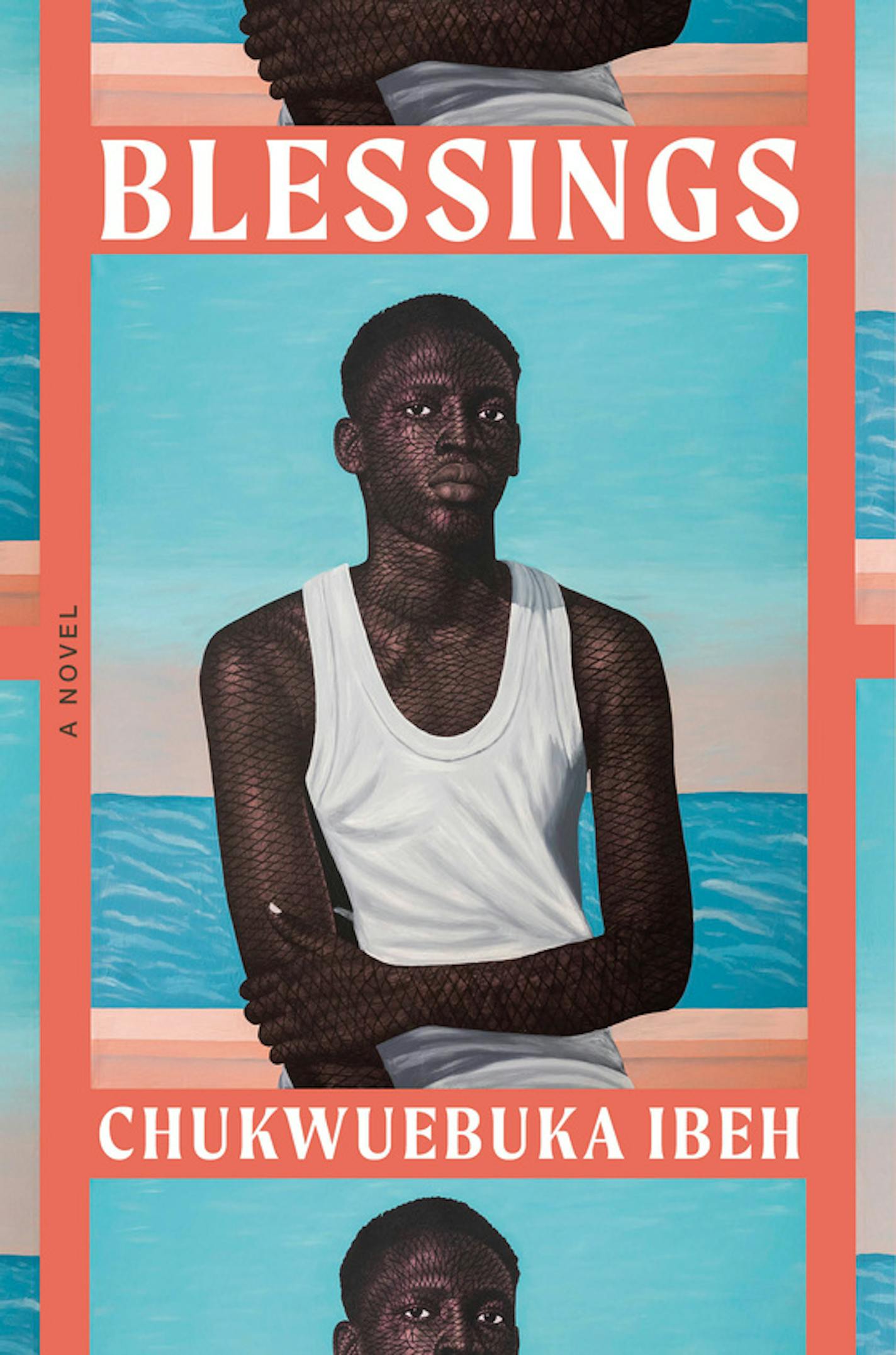 cover of Blessings is an oil painting of a Black youth against a backdrop of the sea