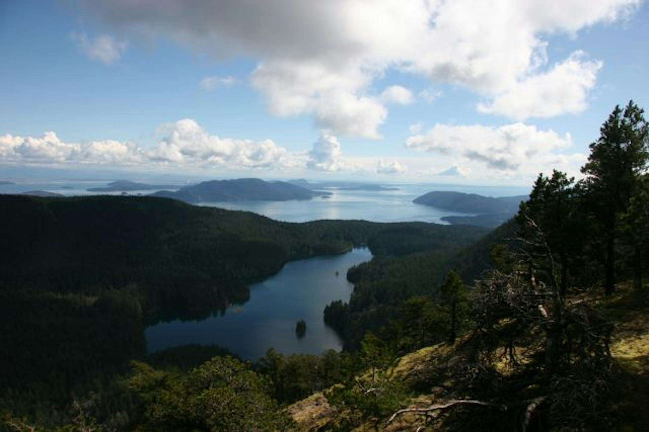 Views from the top of Mount Constitution on Orcas Island show some of the other San Juan Islands in the distance.