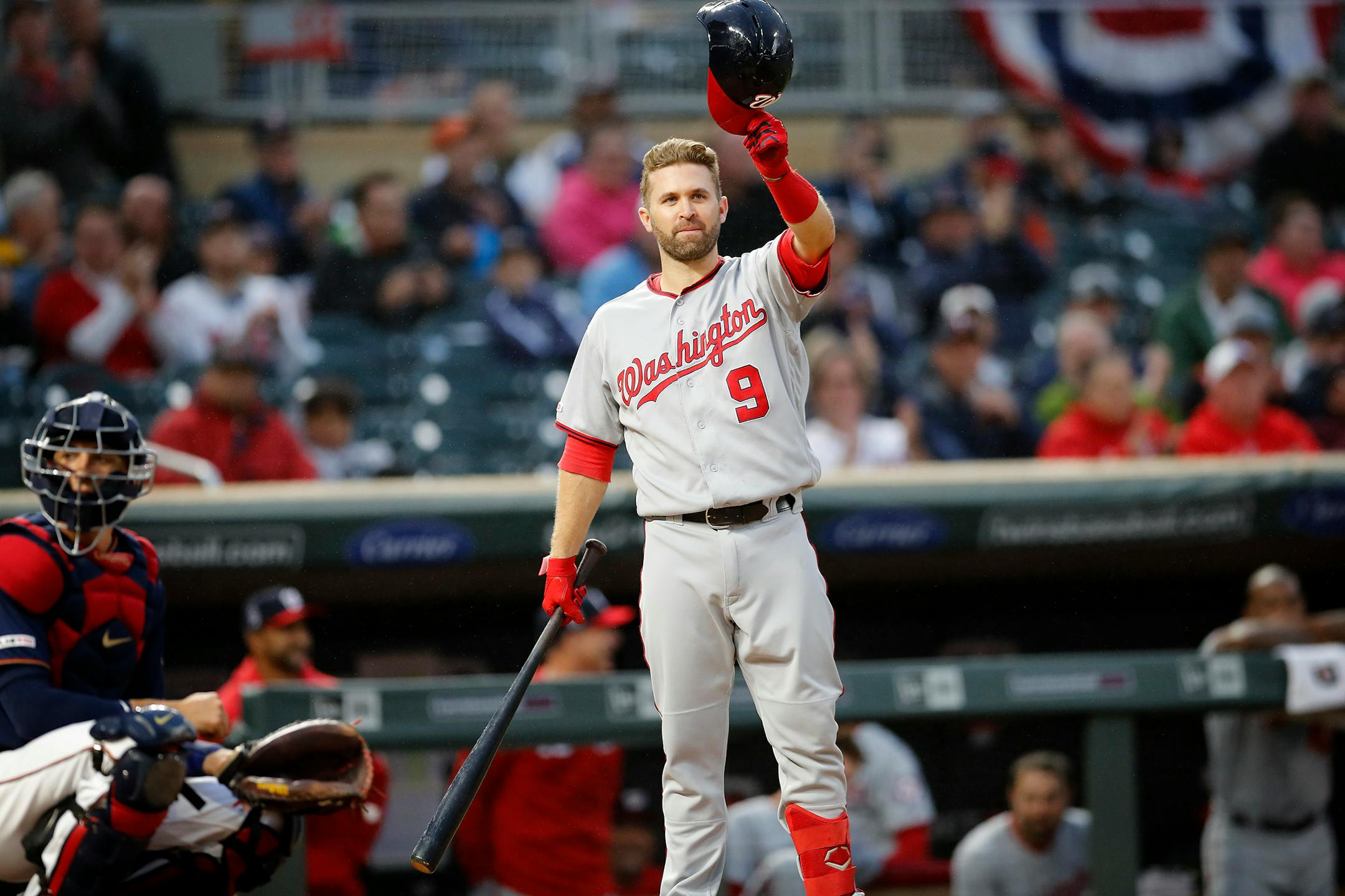 Former Twins second baseman Brian Dozier waved to the fans at Target Field when he returned to play against his old club in September of 2019 with the Washington Nationals.