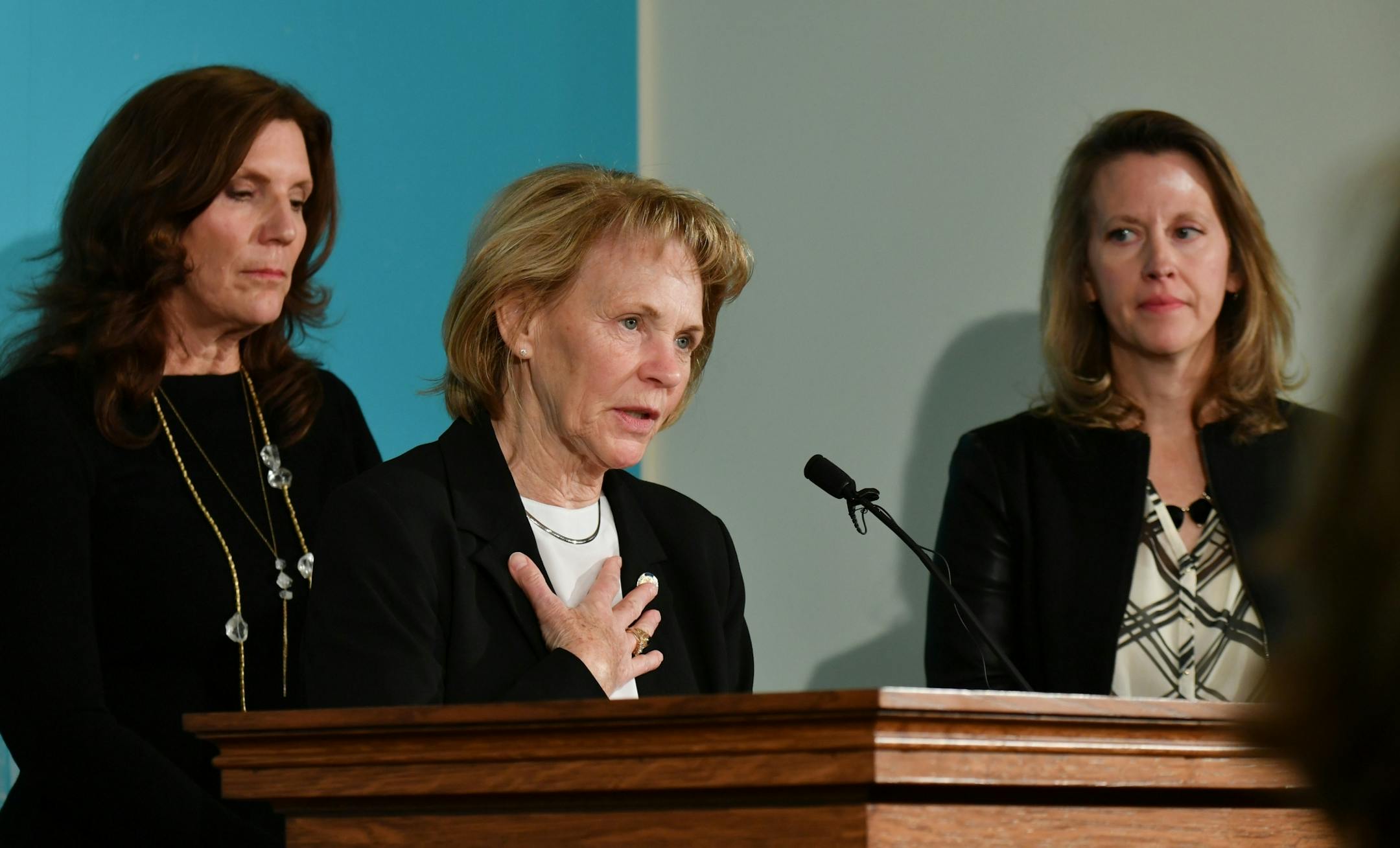 Senator Julie Rosen, author of the original stadium legislation, Senator Mary Kiffmeyer chair of the state government committee and and Rep. Sarah Anderson, chair of the house government committee.