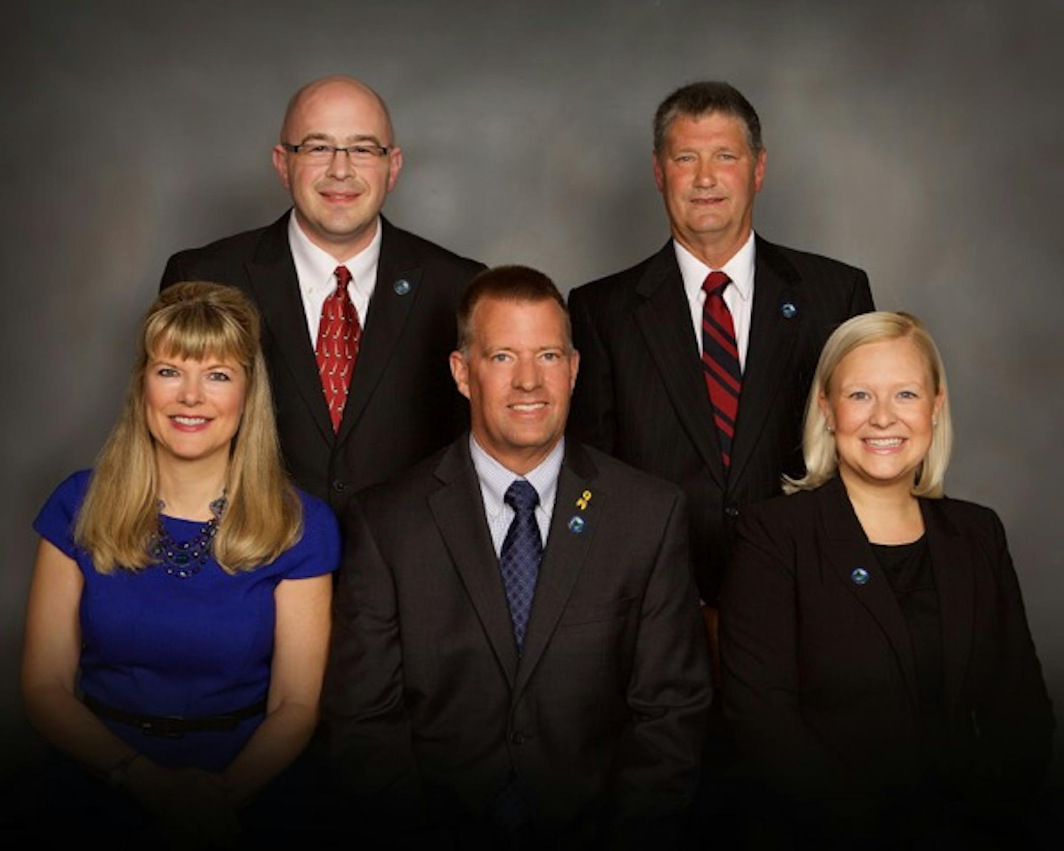 Farmington City Council, from left, council members Robyn Craig and Jason Bartholomay, Mayor Todd Larson, council members Terry Donnelly and Katie Bernhjelm.
