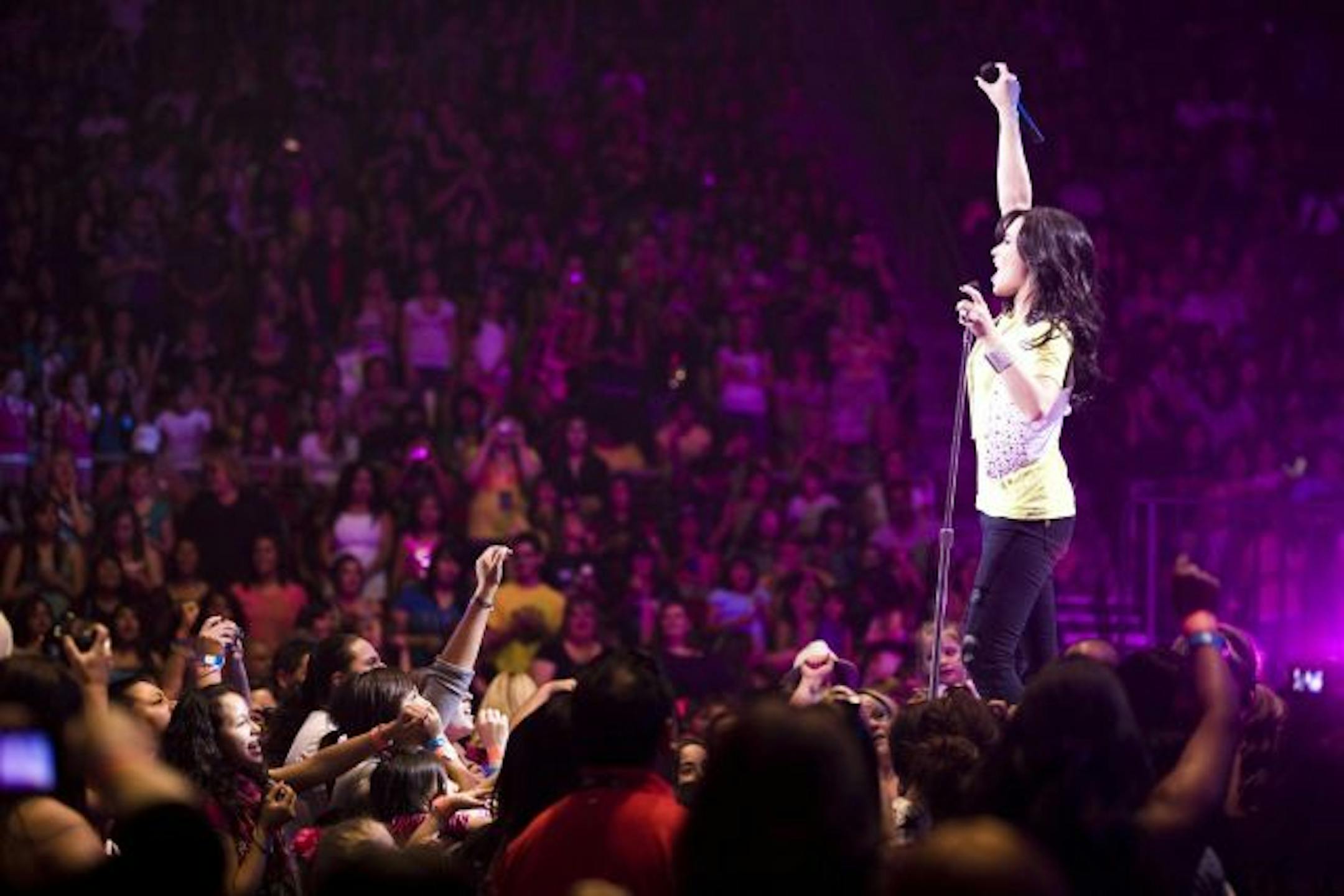 Demi Lovato, the latest product of the Disney star-making machine, in concert in Fresno, Calif., on July 10, 2009. Lovato, 16, is an ascendant star, the heiress apparent to the tween-pop crown.