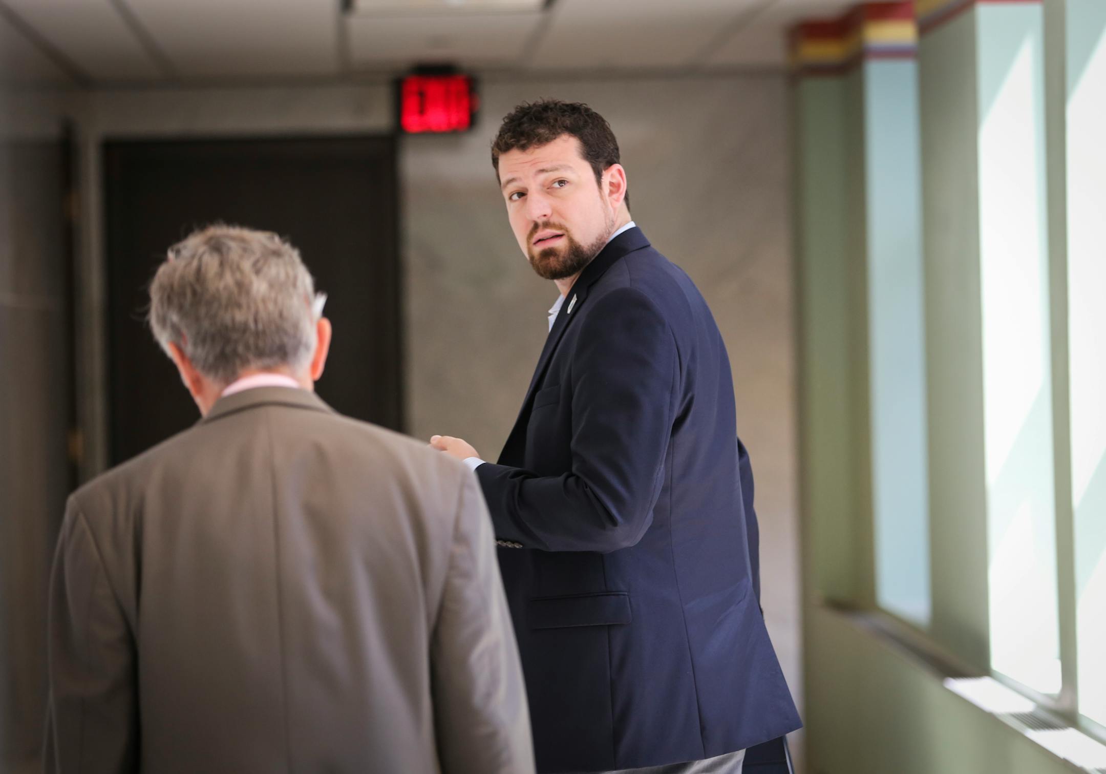 President of Minnesota United FC Nick Rogers walked through the halls of City Hall as he joined Minneapolis city leaders Friday for their first "working group" meeting regarding an MLS stadium near downtown on Friday, July 17, 2015, at City Hall in Minneapolis, Minn.