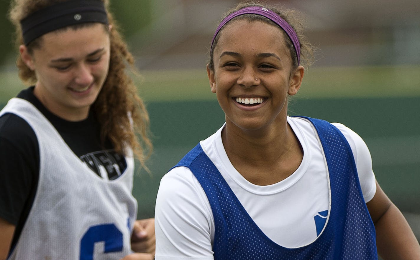 Jade King ran during warm-ups at the Eagan girls soccer team practice at Eagan High School in Eagan, Minn. on Monday August 17, 2015. ] RACHEL WOOLF &#xb7; rachel.woolf@startribune.com ORG XMIT: MIN1508171435491472