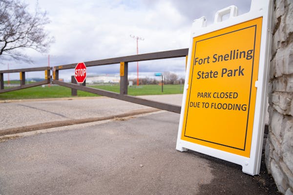 Fort Snelling State Park was closed by the Minnesota DNR due to flooding Friday in St. Paul, Minn.