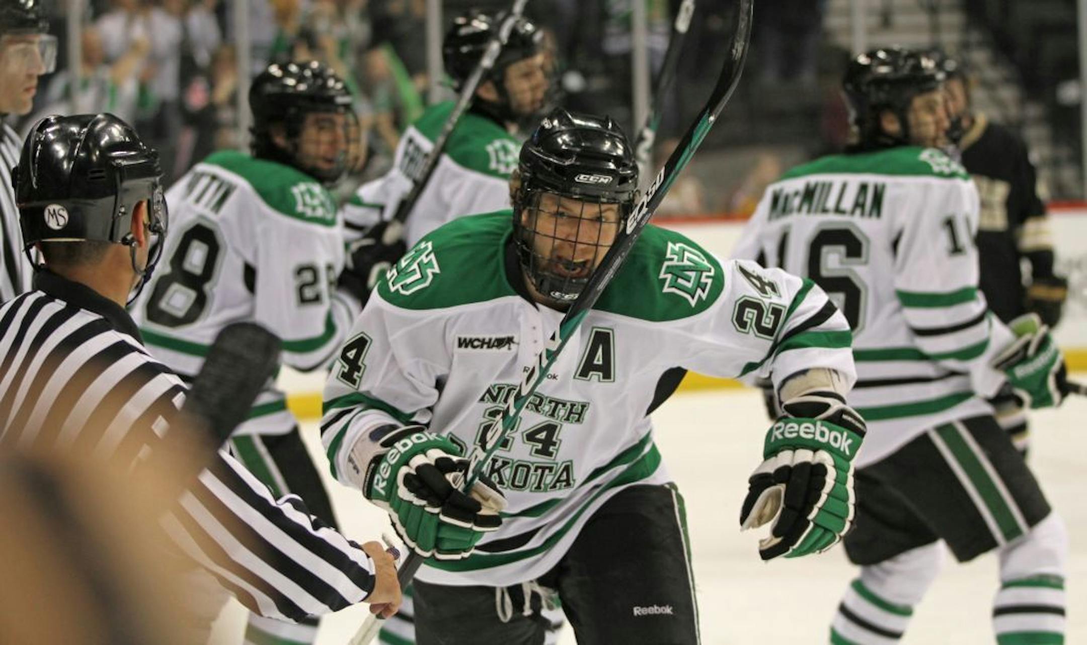North Dakota celebrated their first goal by Michael Parks in the first period.