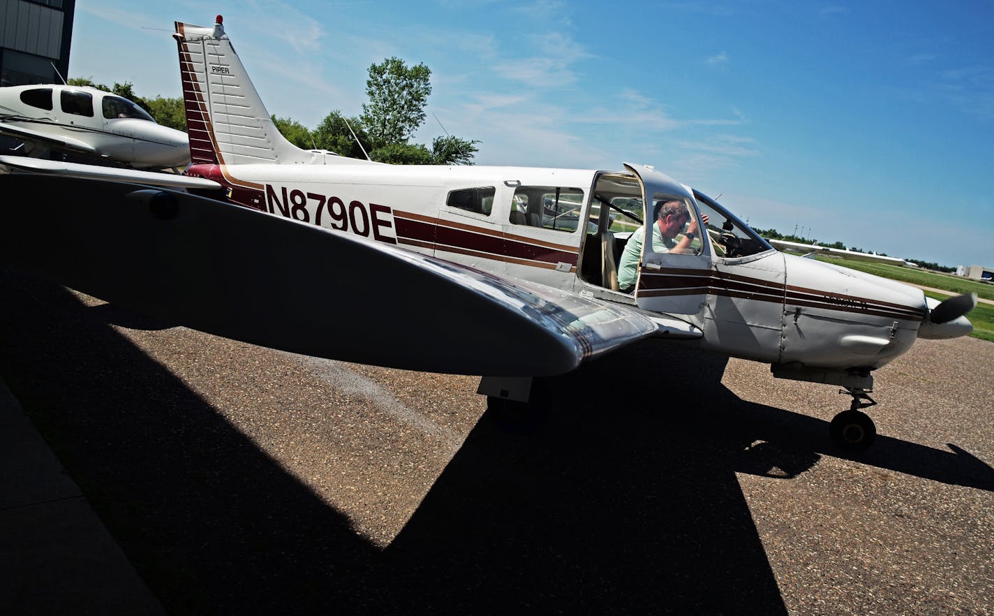 Twin Cities Aviation instructor Brett Nelson prepared to take off with student Jake Krebs, who plans to become a commercial pilot.