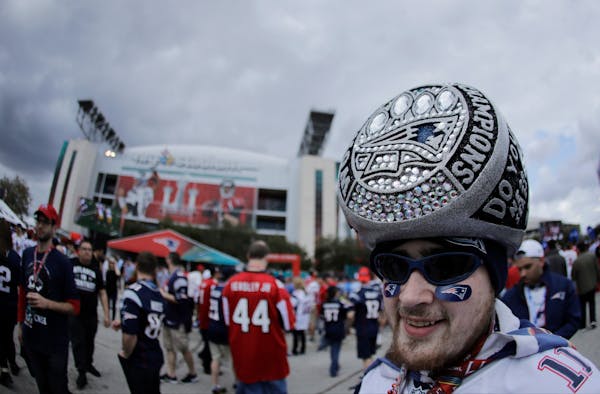 A fan posed for a photo before Super Bowl LI between the New England Patriots and the Atlanta Falcons on Sunday.