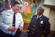Newly appointed deputy chiefs Henry Halvorson, left, and Arthur Knight after their promotion ceremony in 2017.