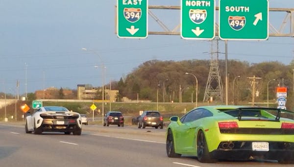 Some of the exotic cars were clocked by the State Patrol going more than 100 miles per hour on I-394.