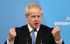Boris Johnson speaks after being announced as the new leader of the Conservative Party in London, Tuesday, July 23, 2019. Brexit champion Boris Johnso