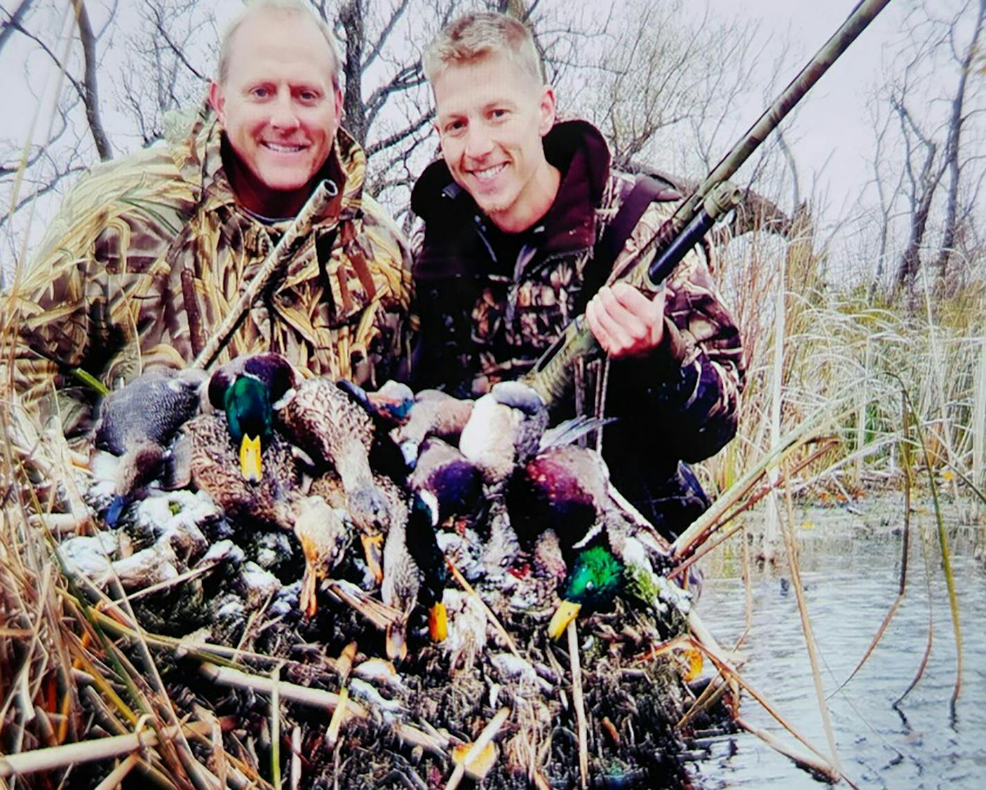 Arik Matson, right, at age 28 with his uncle, Paul Matson, who first took Arik duck hunting when he was 9 years old. Paul Matson will accompany Arik to Alaska.