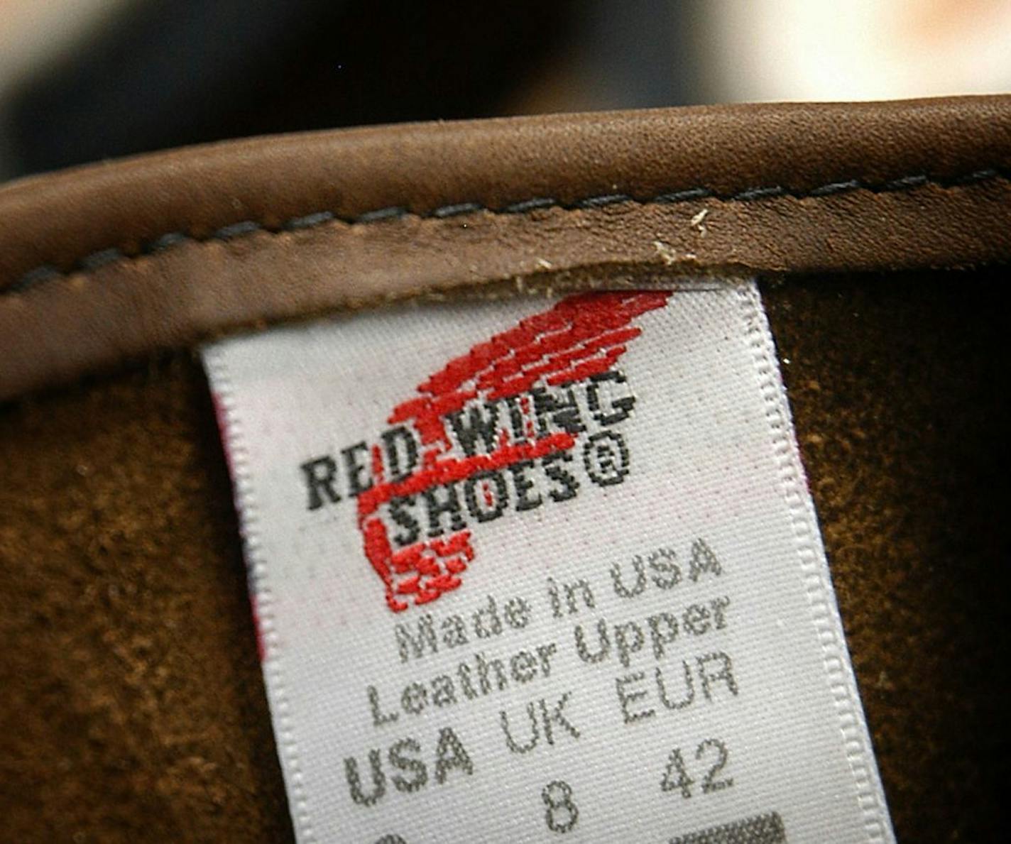 "Made in USA" tags are sewn into every Red Wing Shoe.