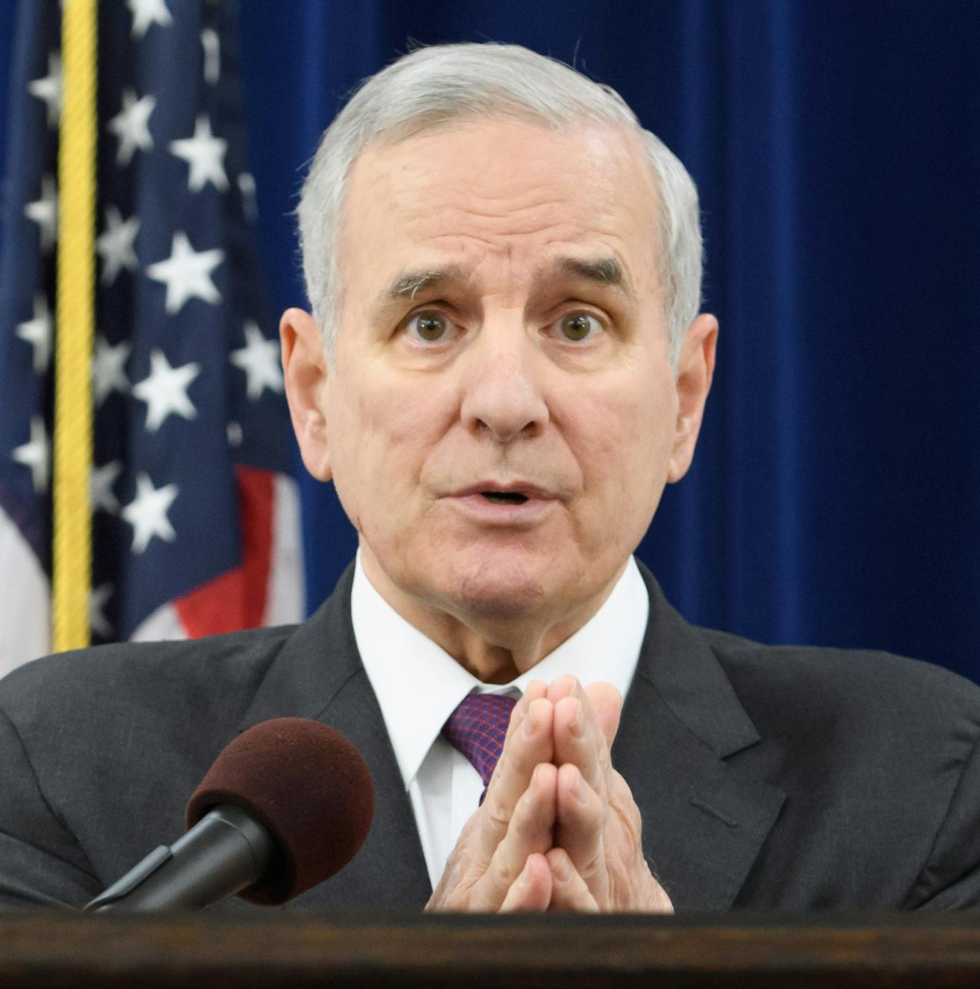 In this photo taken Monday, June 6, 2016, Minnesota Gov. Mark Dayton speaks during a press conference in St. Paul, Minn. Dayton let Monday's midnight deadline pass without signing a $260 million package of tax cuts and credits for parents, farmers and college students, killing the bill amid an impasse over how to handle a potential special session to finish the Legislature's work. (Glen Stubbe/Star Tribune via AP) MANDATORY CREDIT; ST. PAUL PIONEER PRESS OUT; MAGS OUT; TWIN CITIES LOCAL TELEVISI