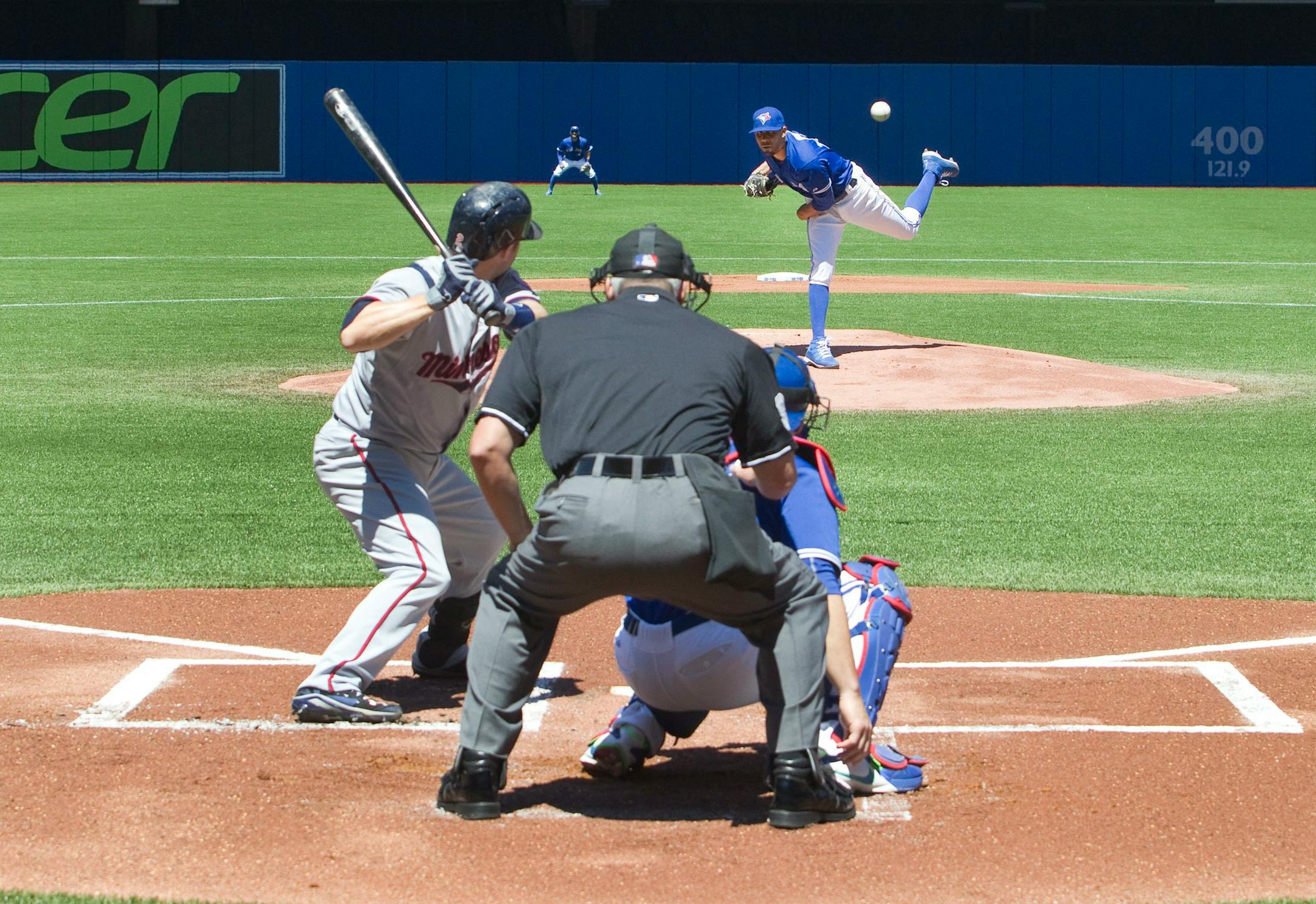 Toronto Blue Jays starting pitcher David Price throws against Minnesota Twins' Brian Dozier during the first inning of a baseball game in Toronto on Monday.