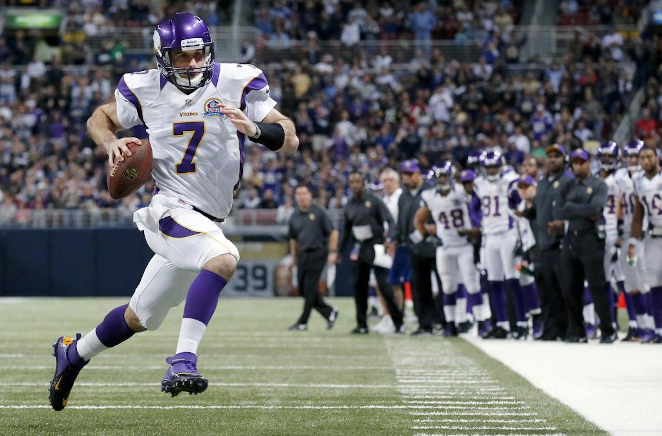 Christian Ponder scrambled for yardage.