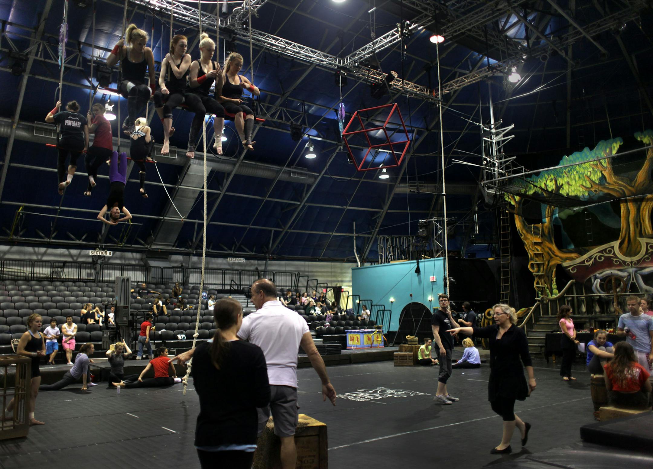 The Circus Juventas Youth Performing Arts Circus rehearsed for their production of Neverland on Thursday afternoon at their facility in St. Paul.] MONICA HERNDON monica.herndon@startribune.com St. Paul, MN 07/24/14
