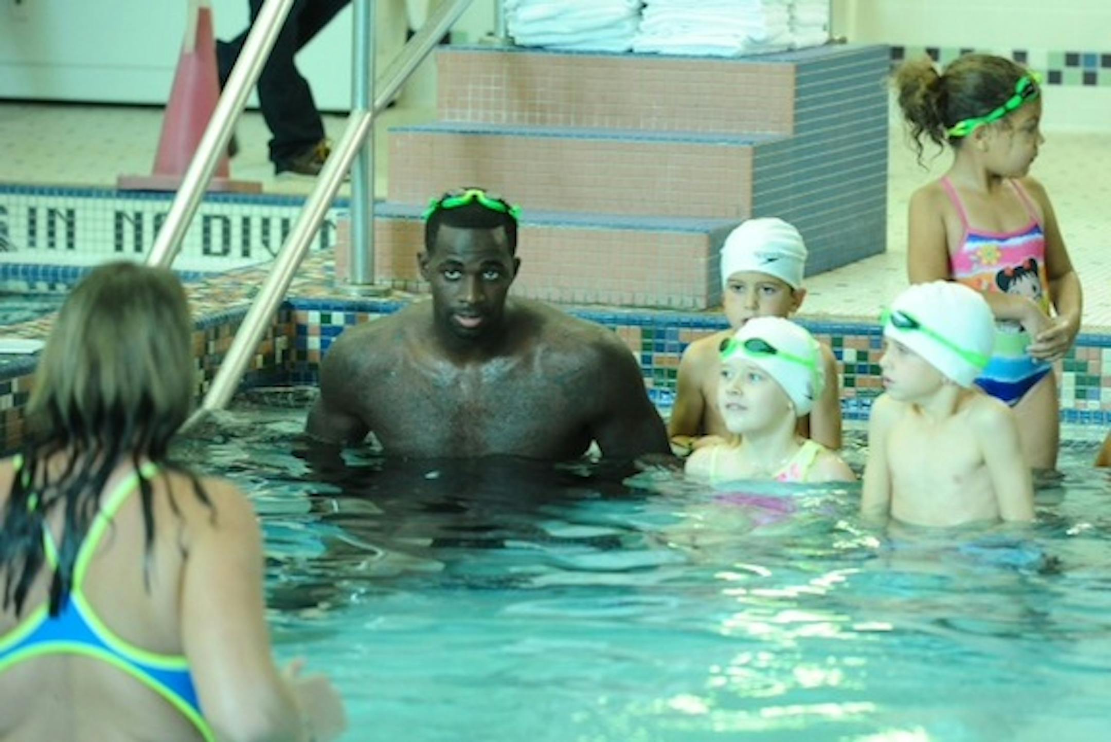 BRANDON BASS SWIM WITH KIDS AT WALTHAM FACILITY
