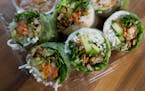 A taste of a half-dozen (relative) newcomers on the Mpls skyway system, including World Cafe, Bep Eatery and Green + the Grain. Here, Bep Eatery sprin