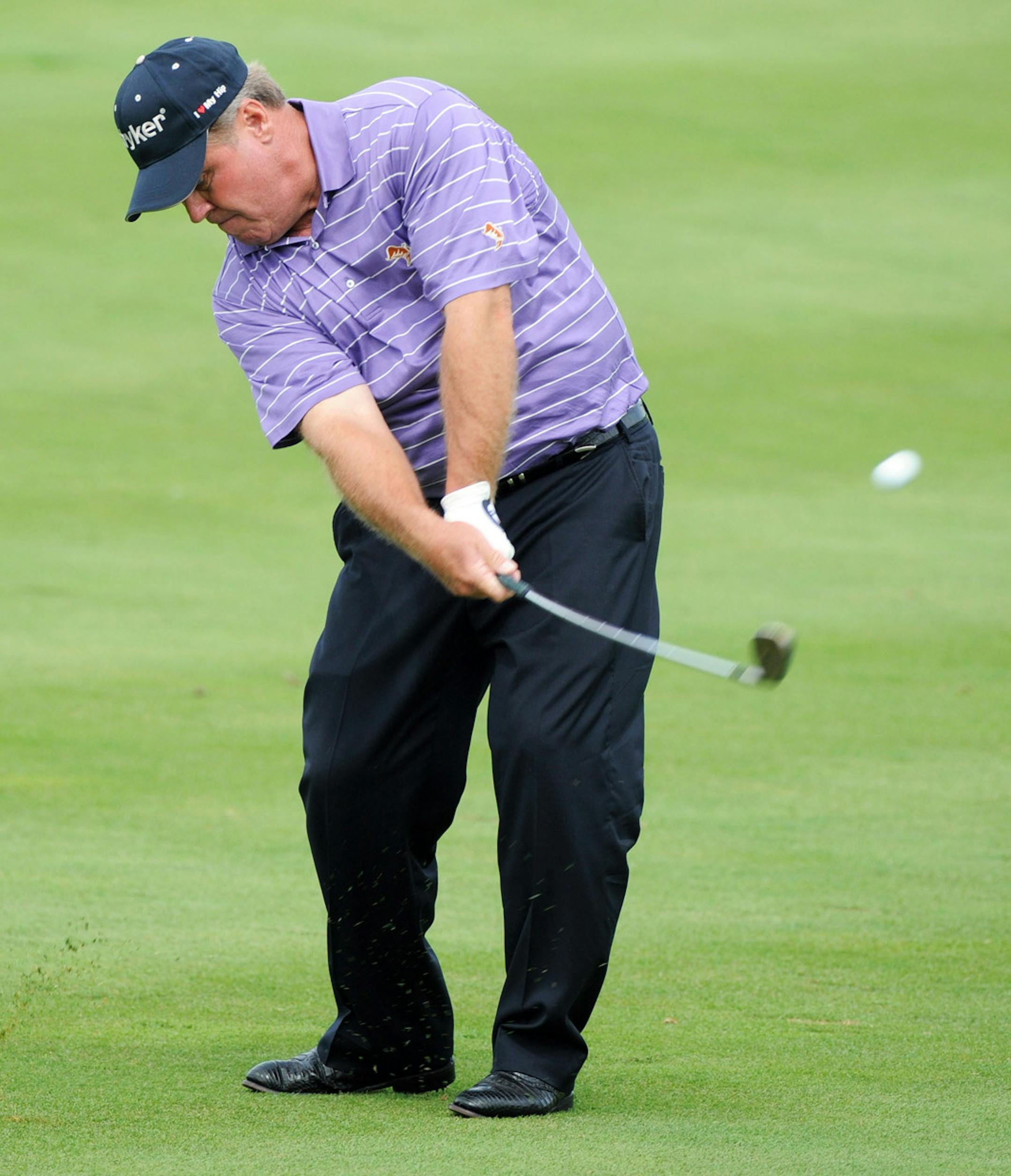 Hal Sutton took a shot on the seventh hole during the first round of the 3M Championship at TPC Twin Cities in 2013.