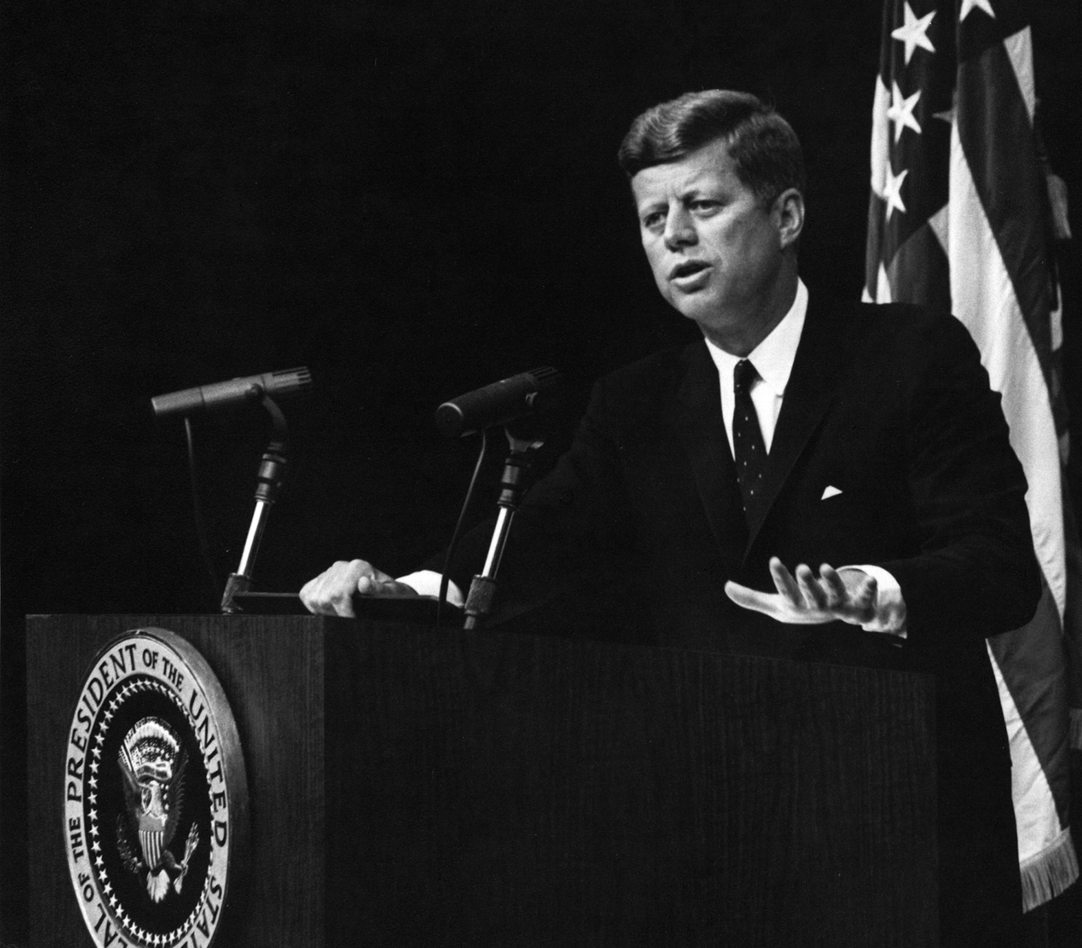 13 September 1962 Press Conference, 6:00PM. Please credit "Abbie Rowe. White House Photographs. John F. Kennedy Presidential Library and Museum, Boston"