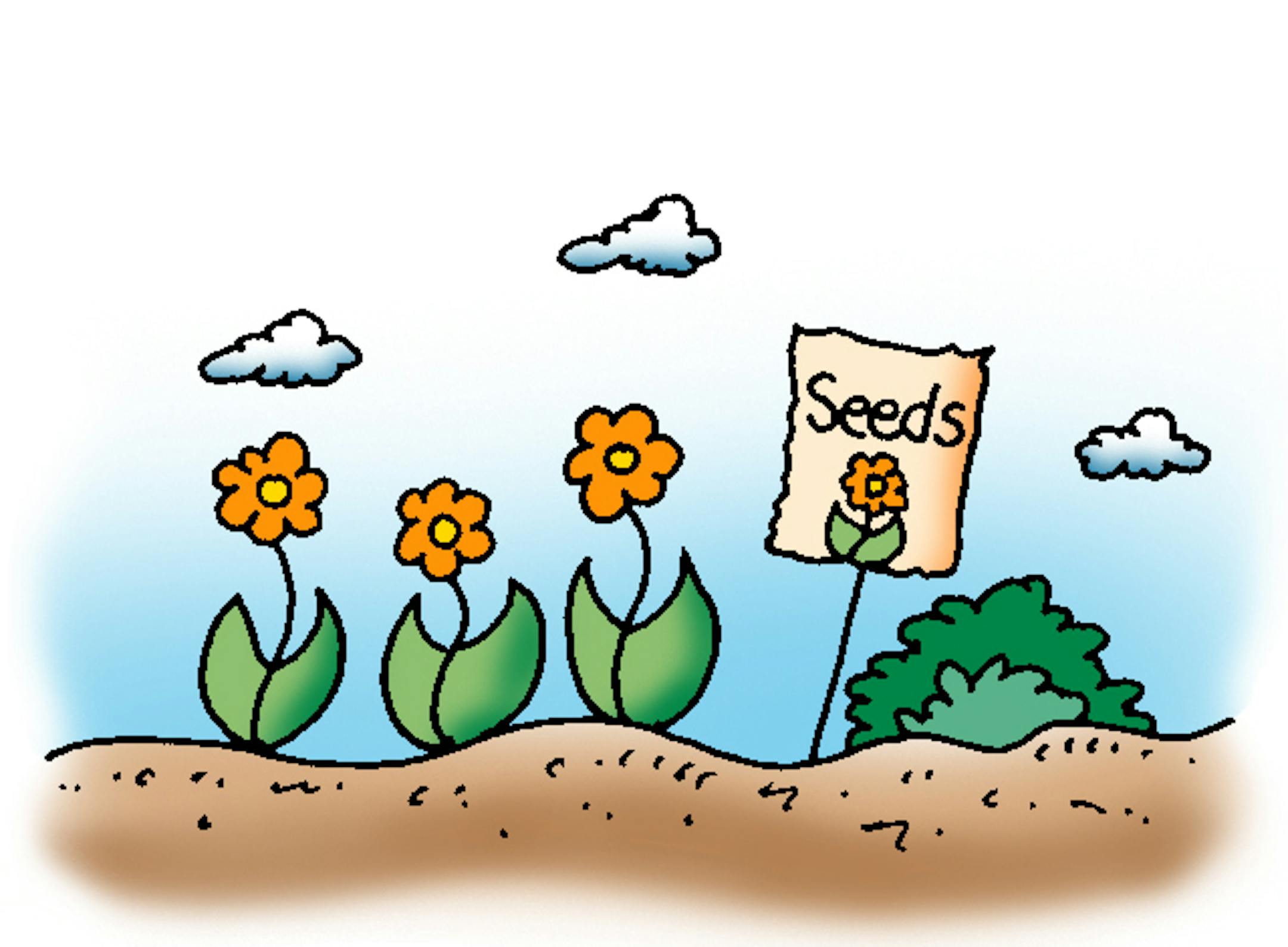 An illo for the Taste cover about seeds and planting for April 20, 2000.