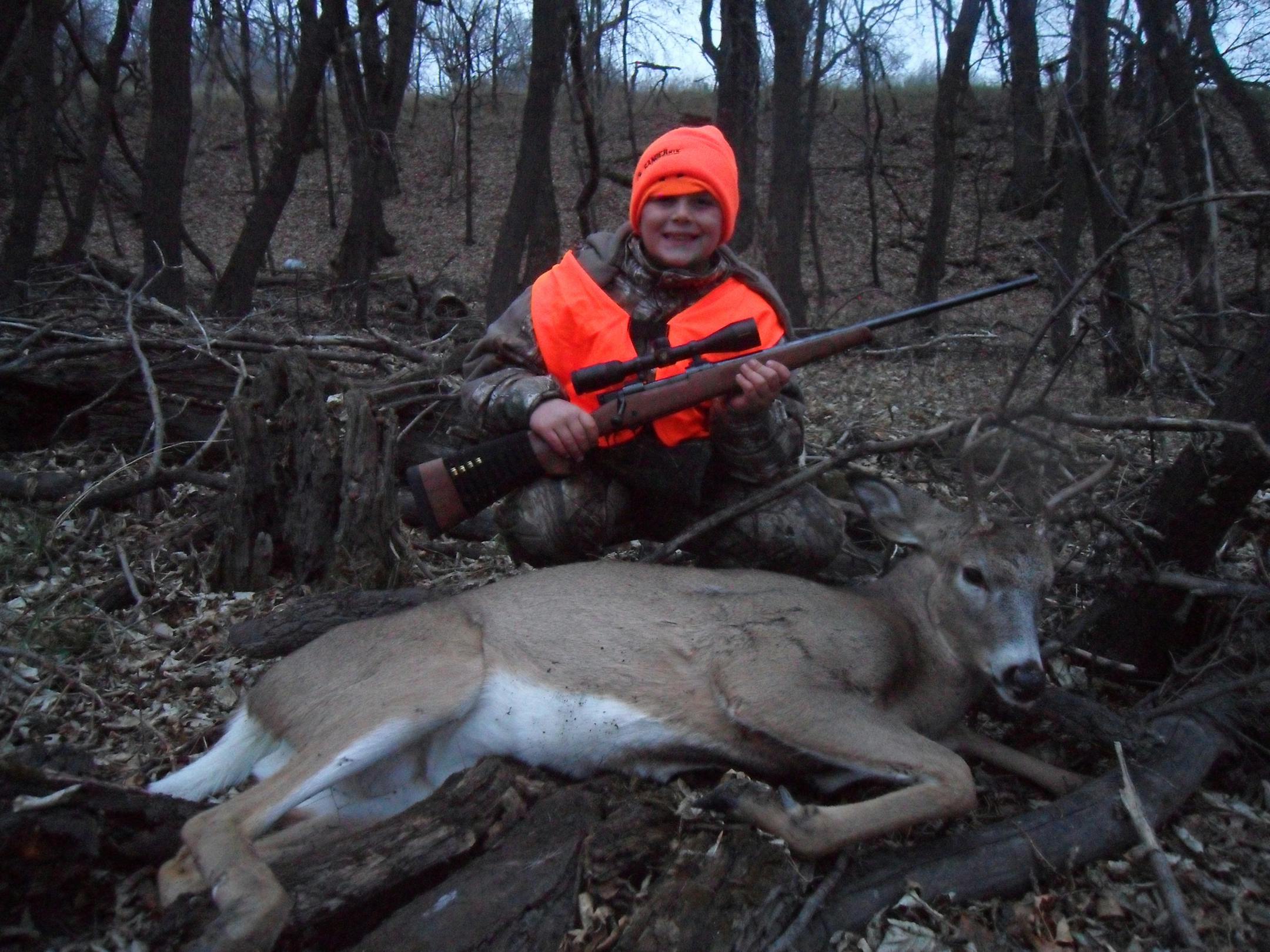 Daniel Porisch with his first-ever deer.