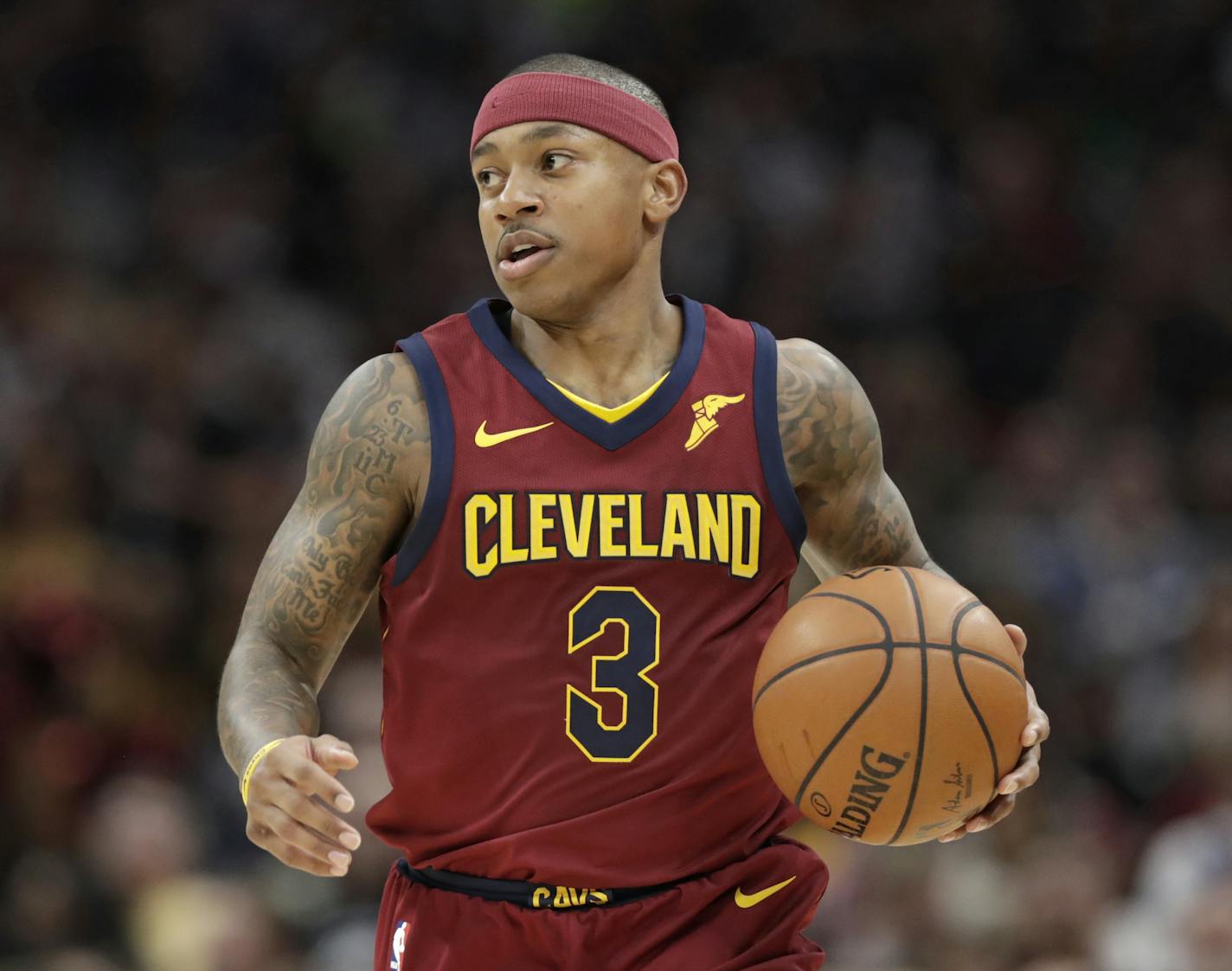 Cleveland Cavaliers' Isaiah Thomas is shown in the second half of an NBA basketball game against the Portland Trail Blazers, Tuesday, Jan. 2, 2018, in Cleveland. (AP Photo/Tony Dejak)