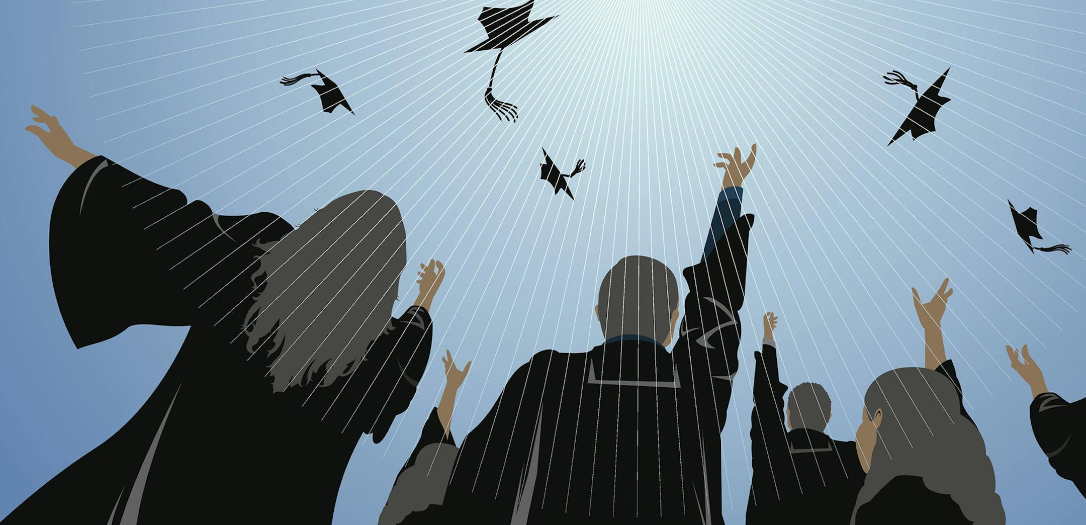 iStockphoto.com
New professionals tossing their graduation caps.