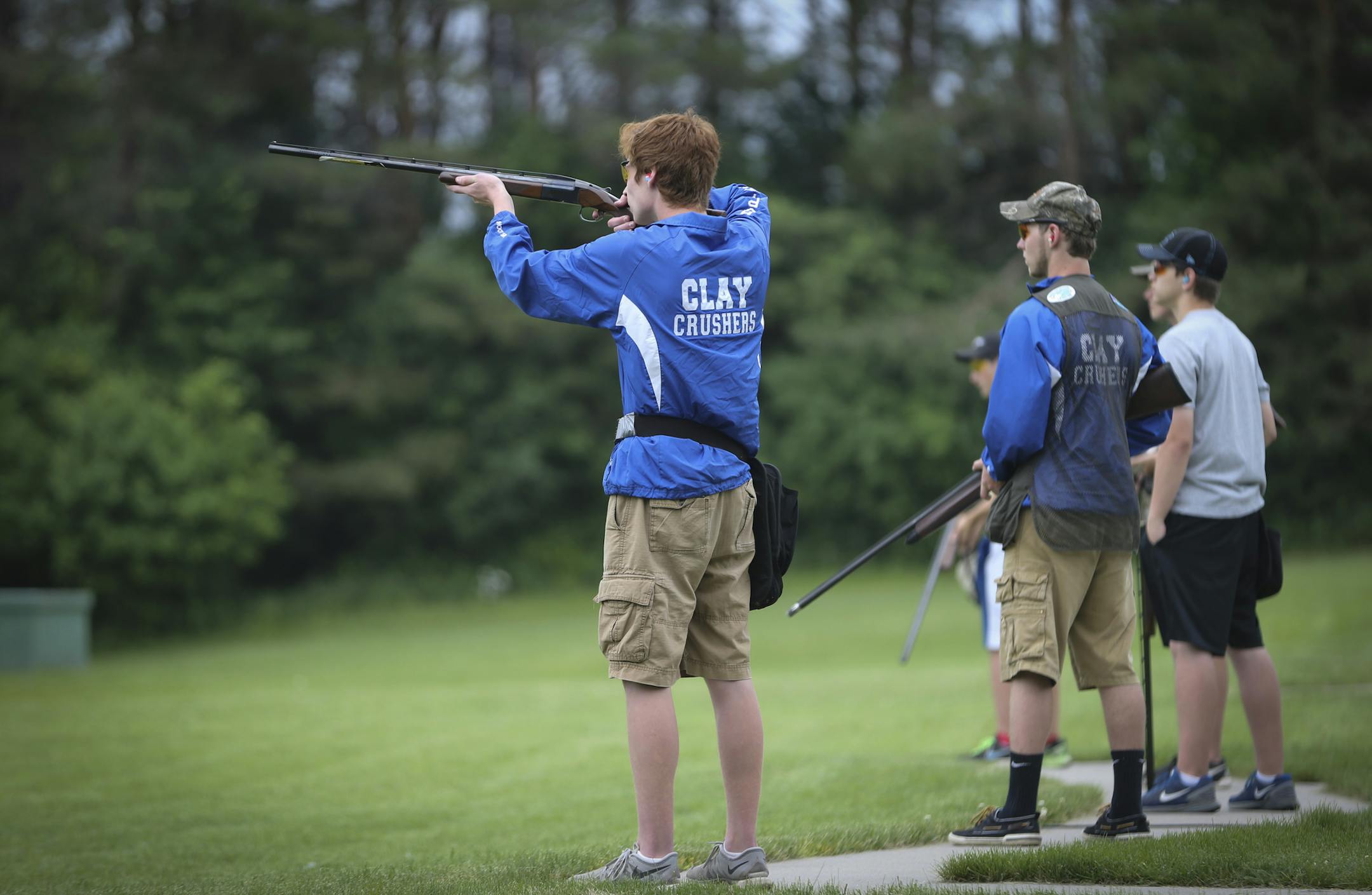 Austin Knapp took his turn shooting during Hopkins High School trapshooting team practice at Park Sportsmens Club in Orono, Minn., on Wednesday, June 17, 2015. ] RENEE JONES SCHNEIDER • reneejones@startribune.com