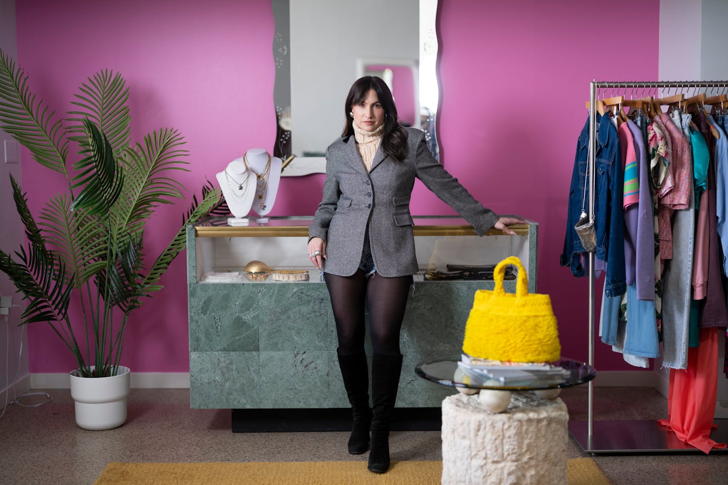 Ruby Stinson at her vintage clothing store Legacy in Minneapolis, Minn., on Monday, March 20, 2023. ] RENEE JONES SCHNEIDER • renee.jones@startribune.com