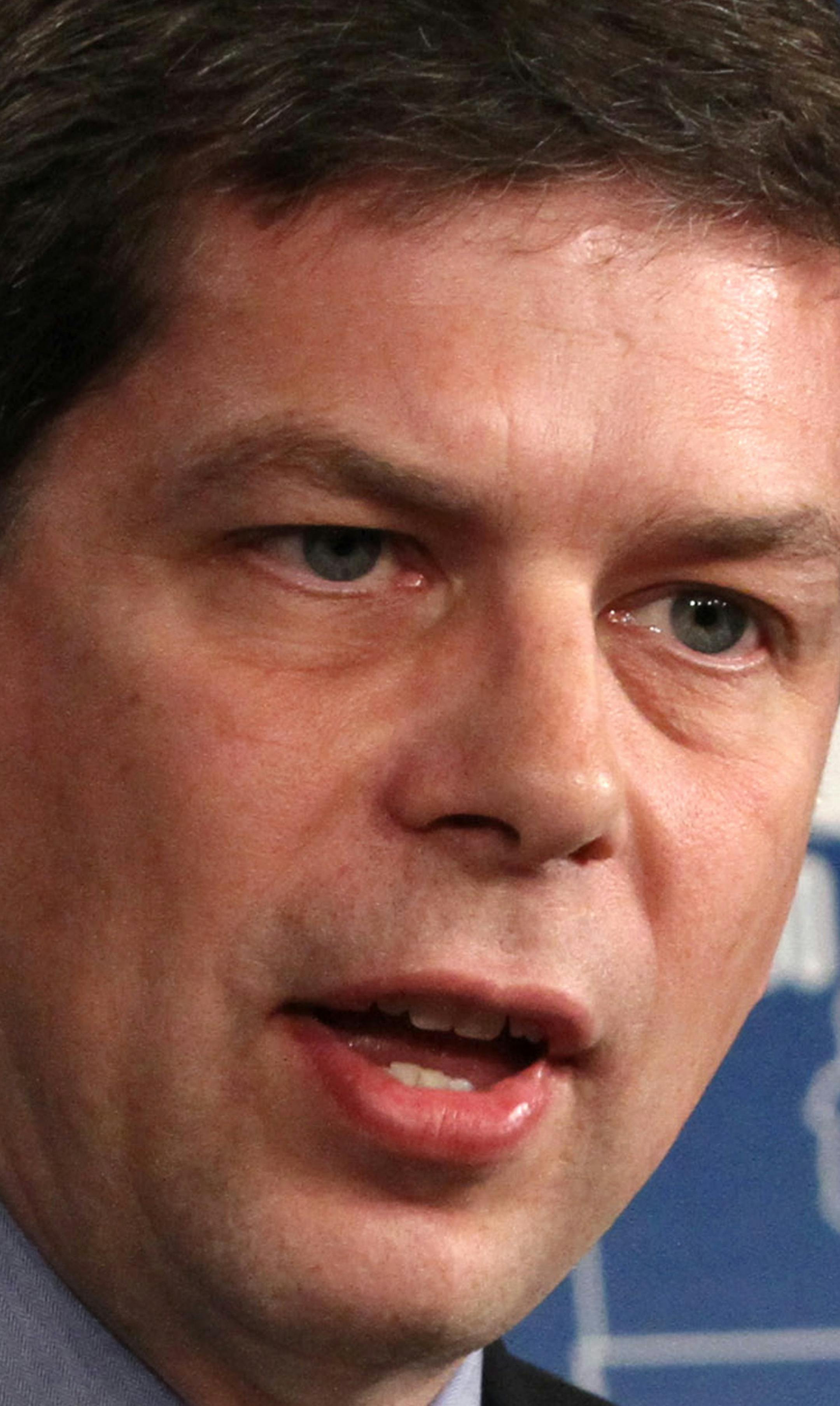 FILE - In this March 28, 2012 file photo, Sen. Mark Begich, D-Alaska speaks on Capitol Hill in Washington. For years, American opinion on gay marriage has been shifting. Now Washington is tripping over itself trying to catch up. In less than two weeks, seven sitting senators _ all from moderate or Republican-leaning states _ announced their support, dropping one by one like dominos. Taken together, their proclamations reflected a profound change in the American political calculus: For the first