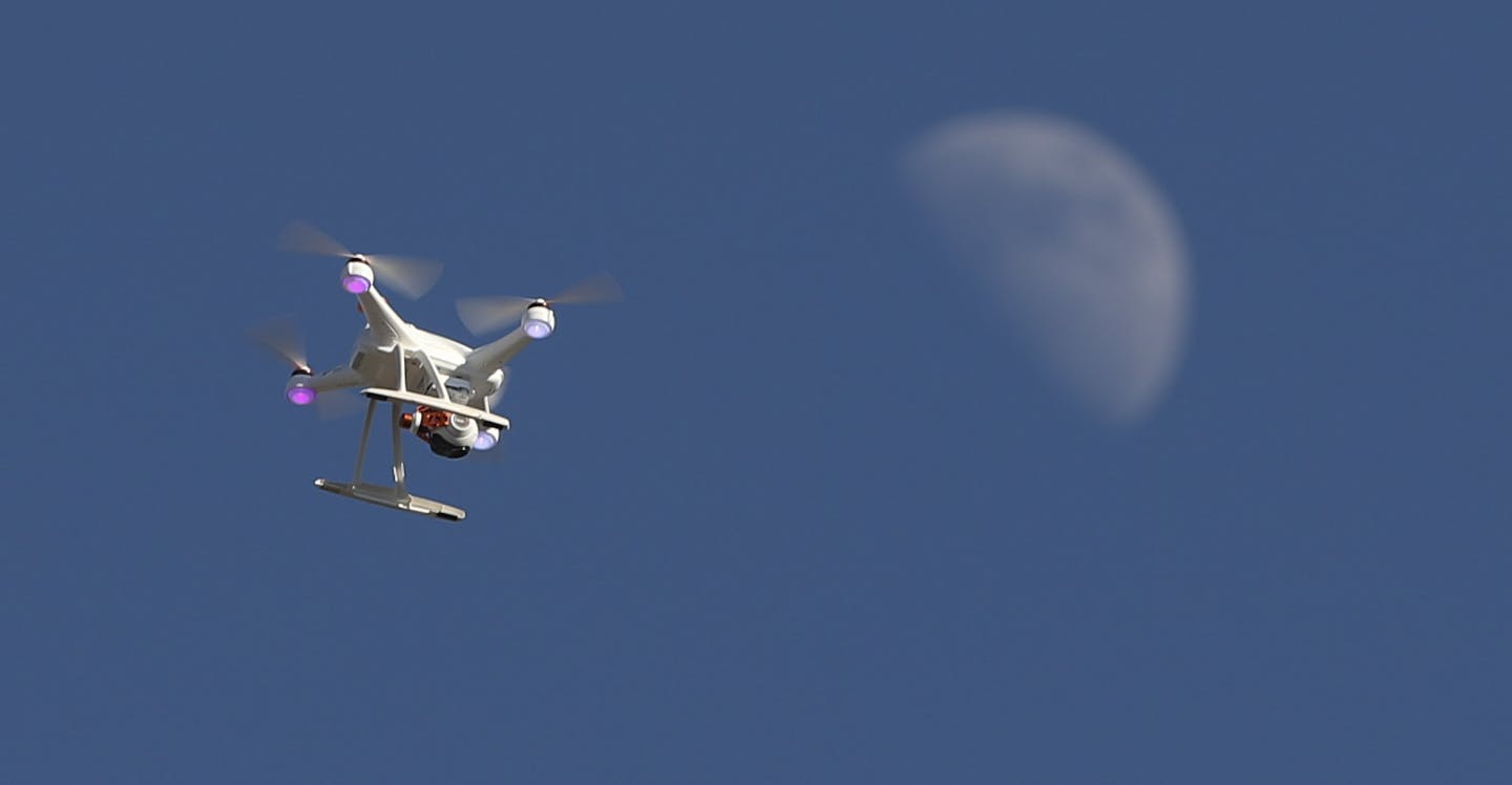 The AirVuz drone piloted by Tyler Mason flew over W. Broadway Ave. in Robbinsdale as it shot footage for a film project.