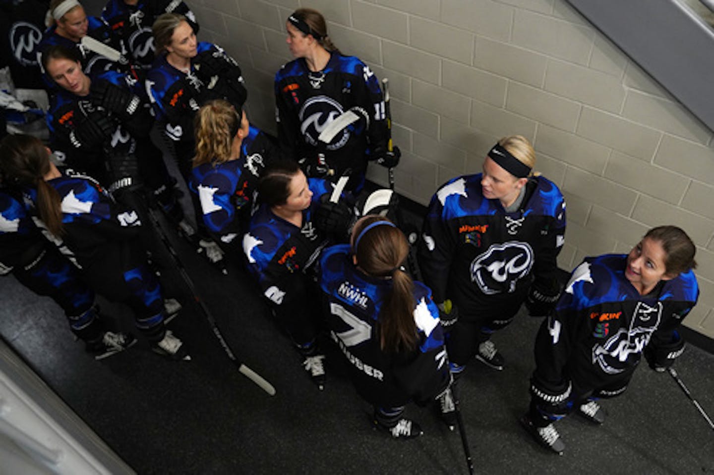 Whitecaps players waited to take the ice ahead of Saturday's game against the Metropolitan Riveters. ] ANTHONY SOUFFLE • anthony.souffle@startribune.com