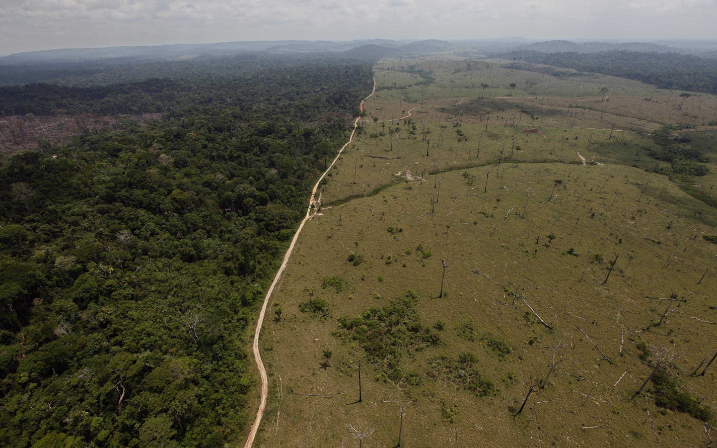 File photo shows a deforested area near Novo Progresso in Brazil's northern state of Para. Cargill said Thursday that a goal to stop deforestation by next year won't be met in Brazil.