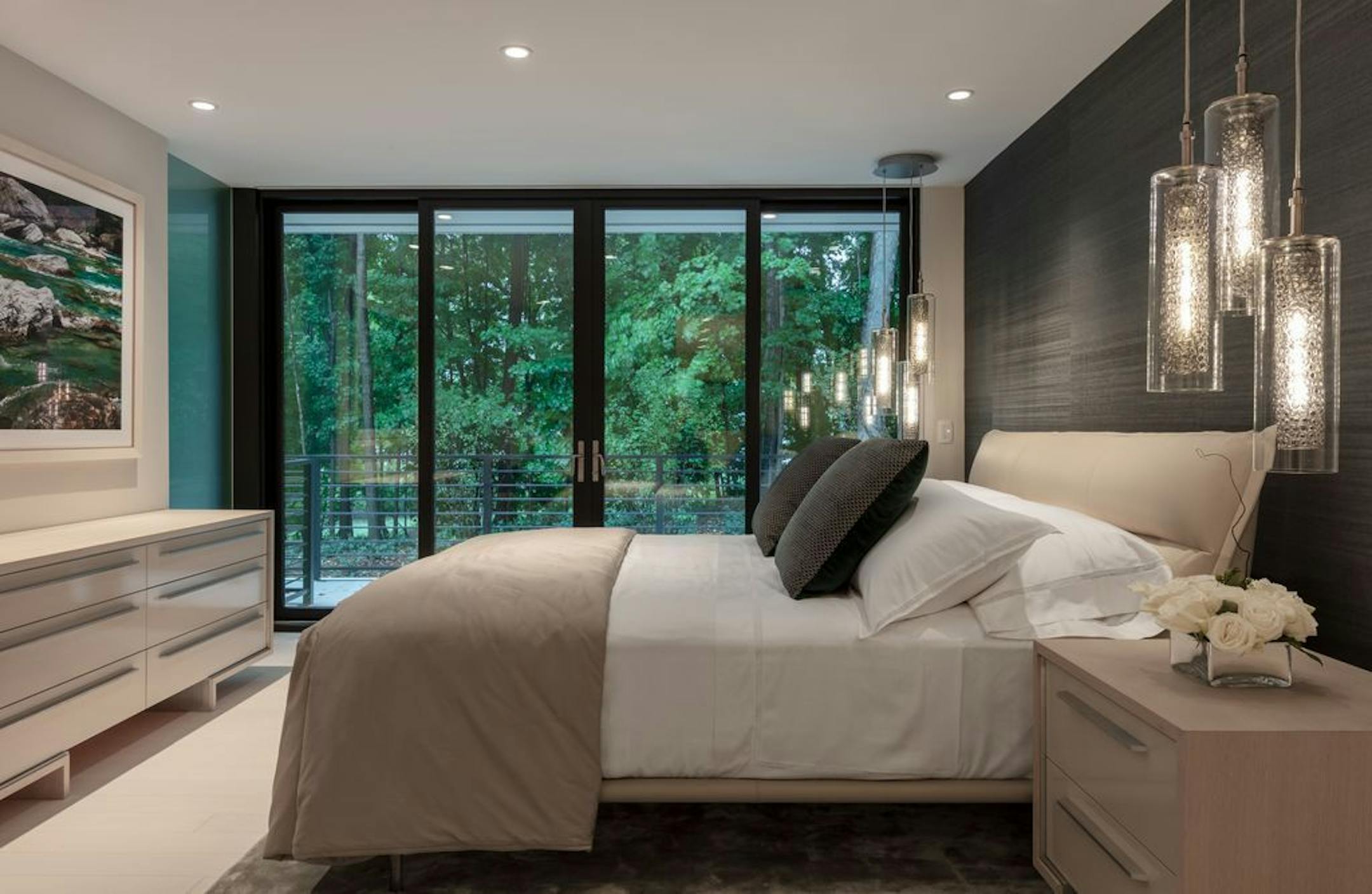The bedroom in the owners' suite.