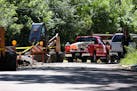 Two construction workers were hurt, and one of them later died, when a trench they were digging in Minnetonka collapsed on Monday.