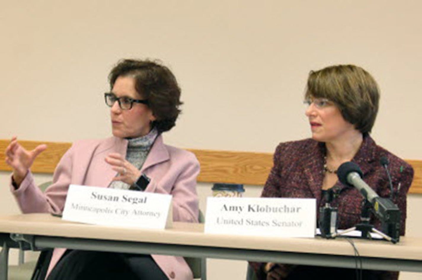 Minneapolis City Attorney Susan Segal, shown in 2012 with Sen. Amy Klobuchar,