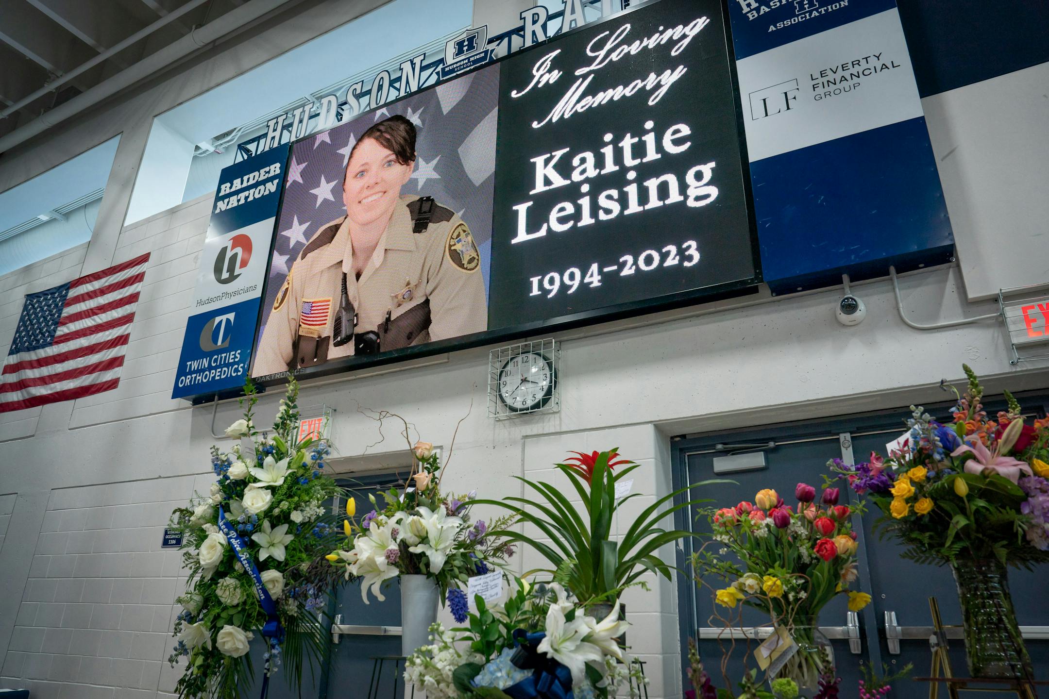 A tribute to Kaitie was displayed in the Hudson High School gym where the ceremony was held.